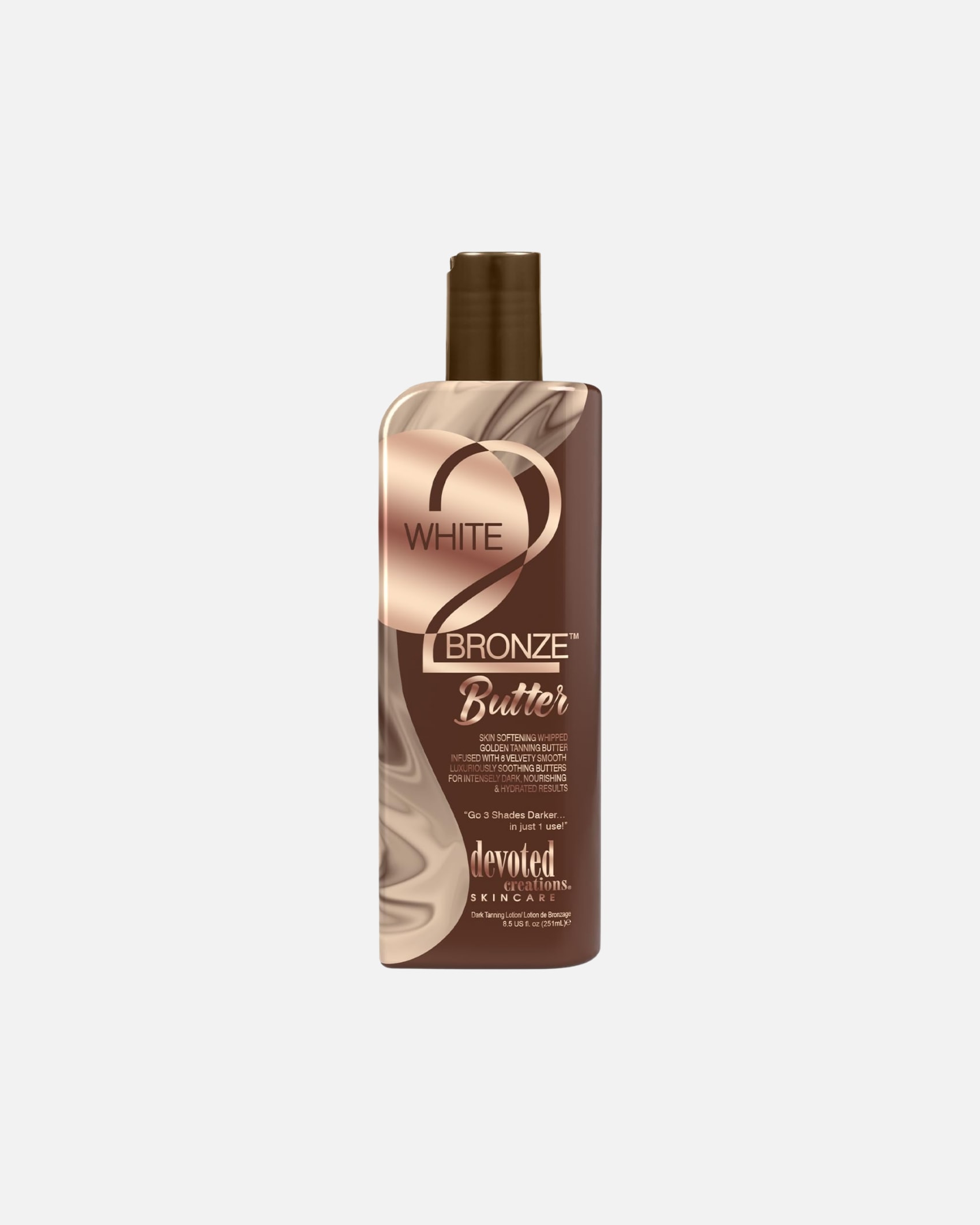 Samoopalacz dla Unisex Devoted Creations Default Brand Line White 2 Bronze ciemne masło do opalania z peptydami odmładzającymi 251 ml