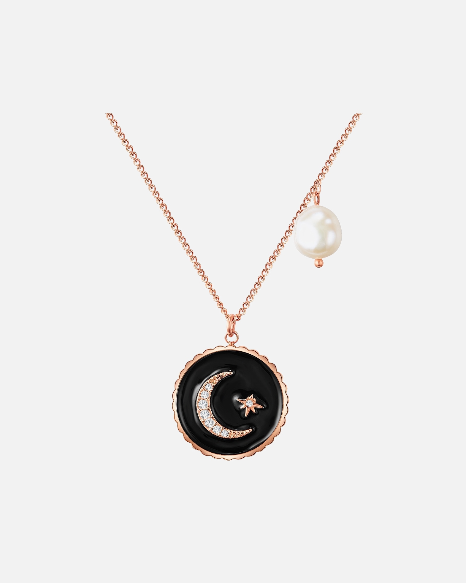 Naszyjnik dla Kobieta Księżyc Stal nierdzewna Preciosa Perła hodowlana słodkowodna 40,0 cm Basiskette + 5,0 cm Verlängerung