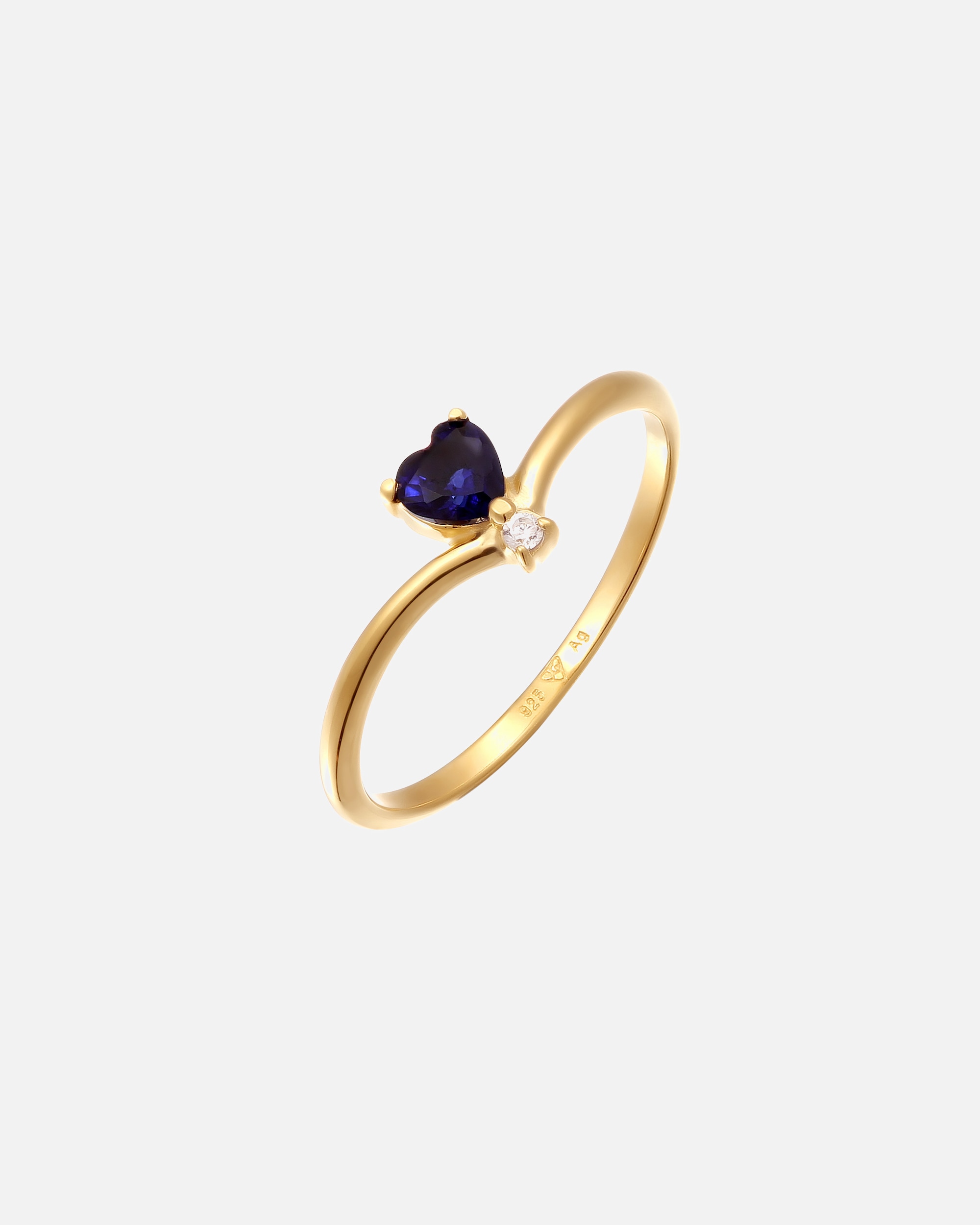 Pierścionek dla Kobieta Elli DIAMONDS Kamieniami Kobiety Serce Diament Labgrown Biały Szafir Niebieski 925 Sterling Silver Pozłacany Strój Wieczorowy Złoto 54