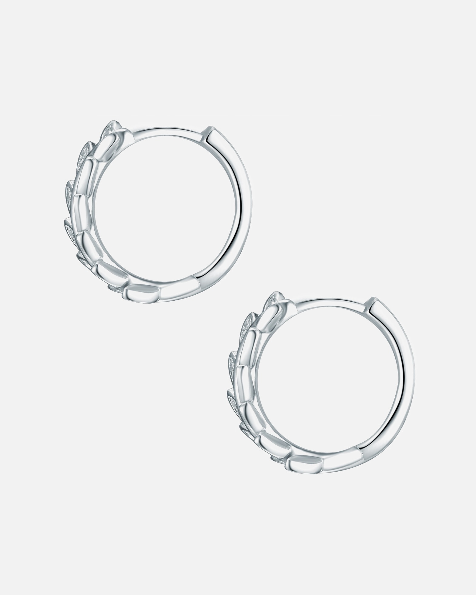 Obrączki dla Kobieta Rafaela Donata Srebrne kolczyki kreole Mieniące się liście srebro wysokiej próby Cyrkonia srebrny 15,5 mm