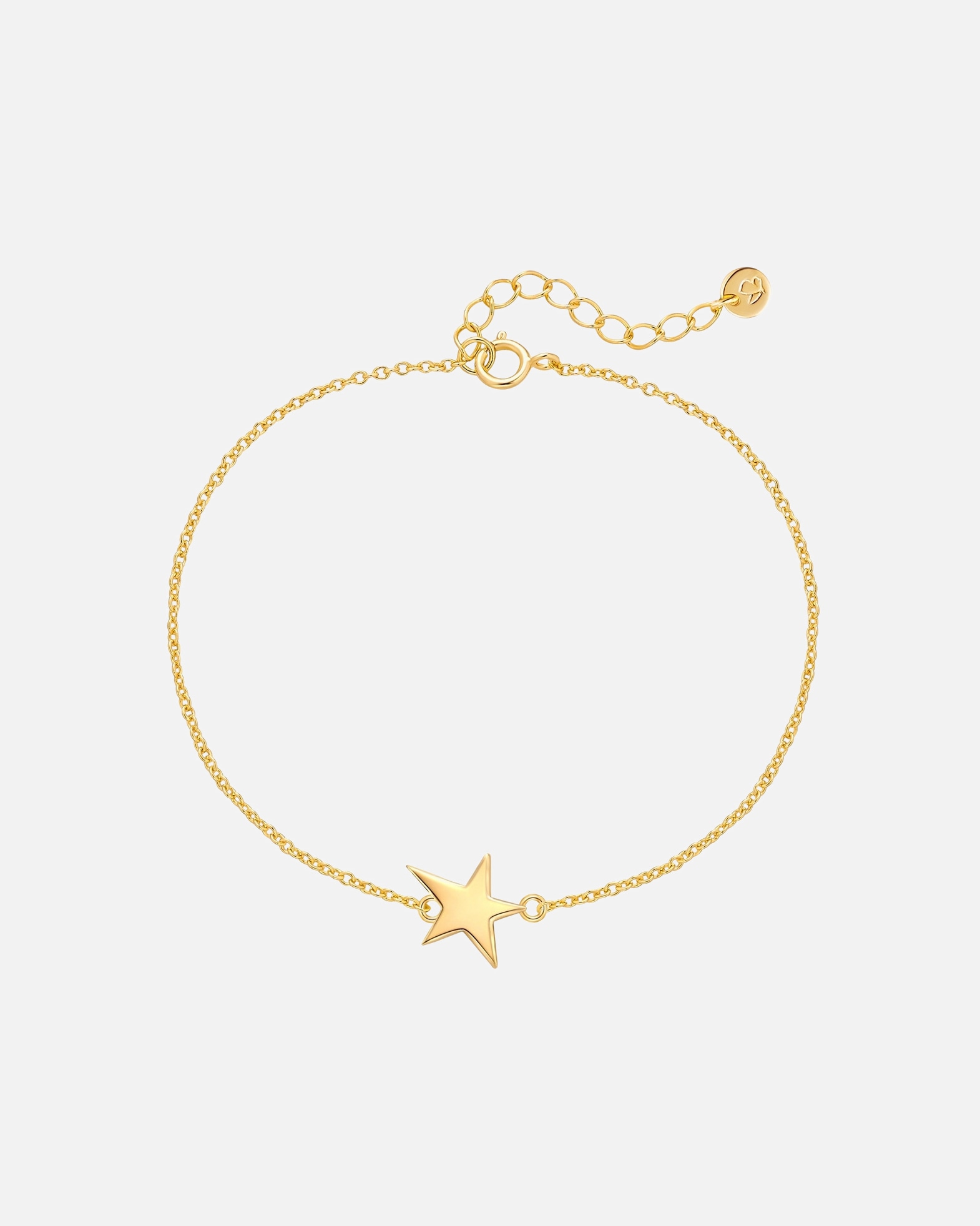 Bransoletka dla Kobieta Bransoletka Gwiazda z Srebro wysokiej próby w Żółte złoto 17,0 cm Basislänge + 3,0 cm Verlängerung