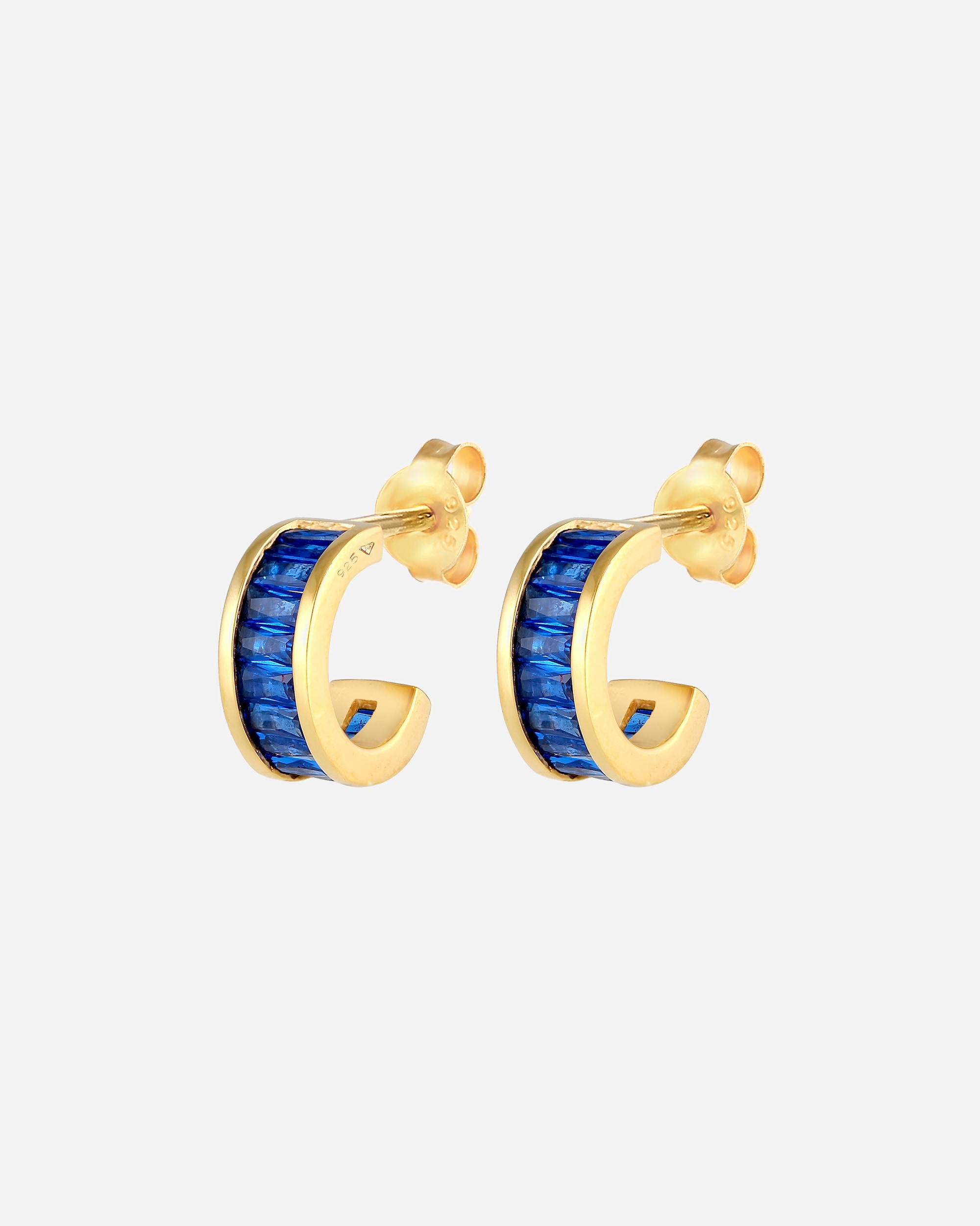 Obrączki dla Kobieta Elli PREMIUM Ladies Creoles Elegant with Sapphires in 925 Sterling Silver Gold Plated Niebieski