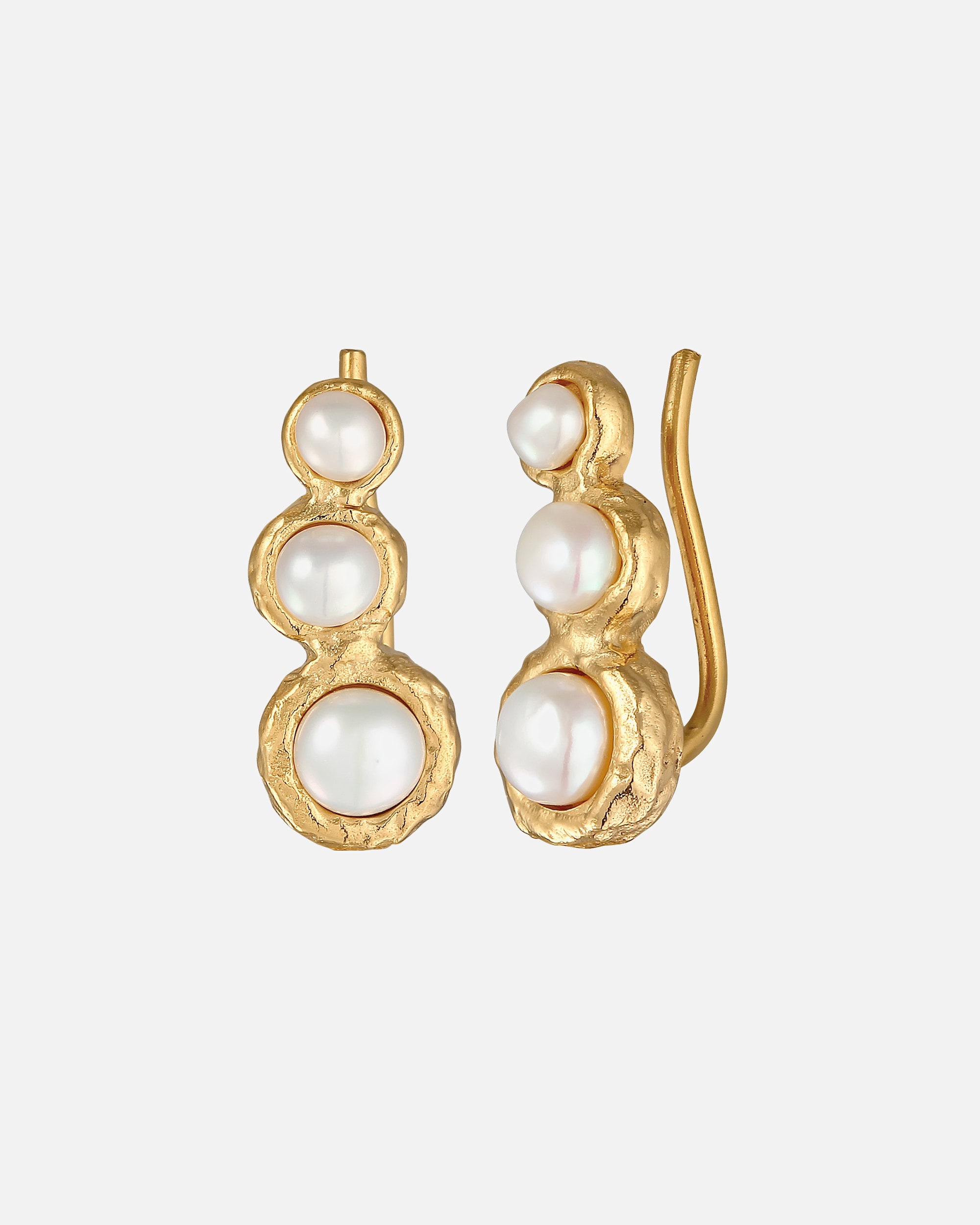 Kolczyki dla Kobieta Kolczyki damskie earclimber Baroque z perły hodowlana słodkowodna, pozłacane srebro próby 925 Sterling Silver goldfarben