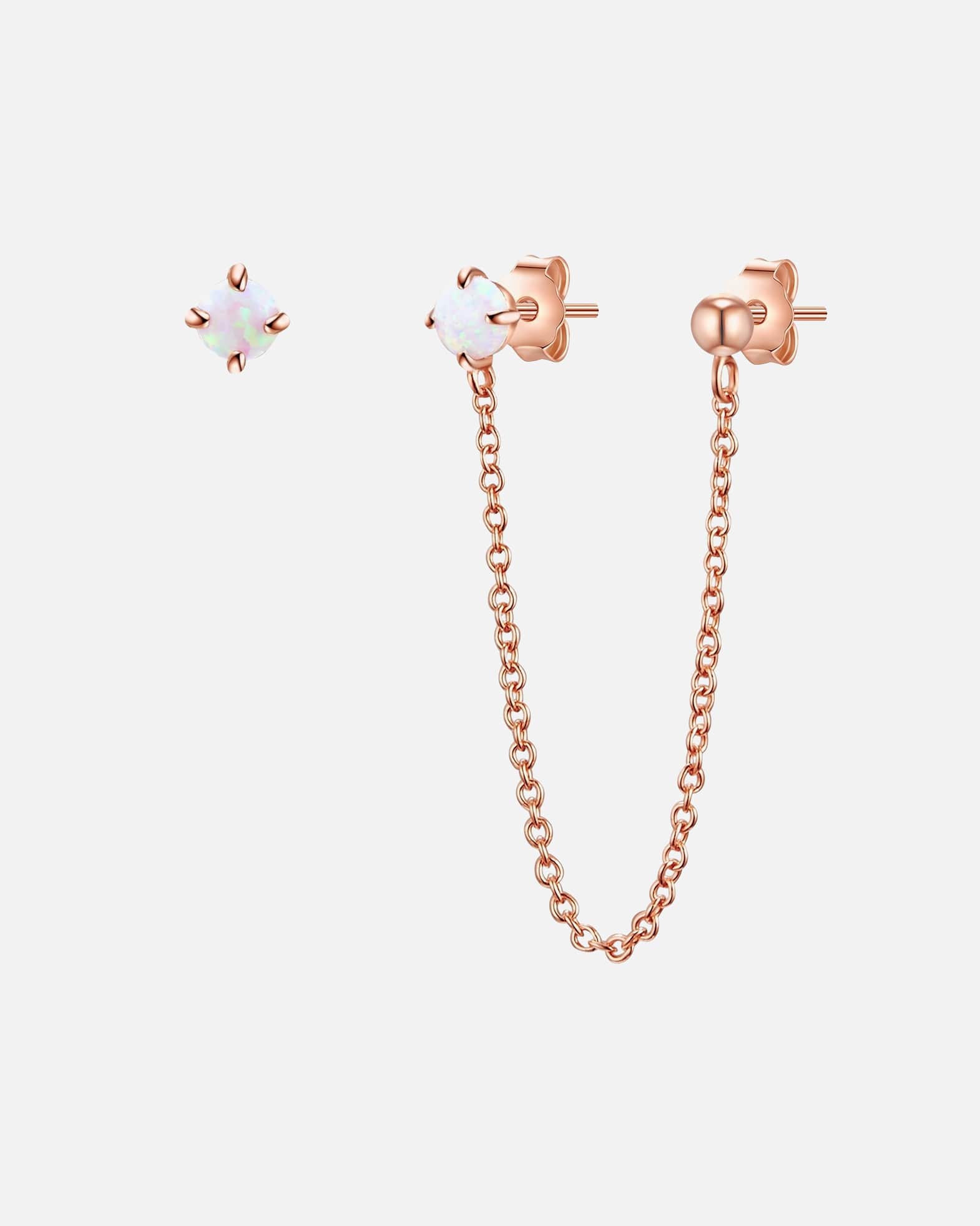 Kolczyki dla Kobieta Srebrne kolczyki sztyfty srebro wysokiej próby Opal (synt.) różowe złoto 35,6 mm