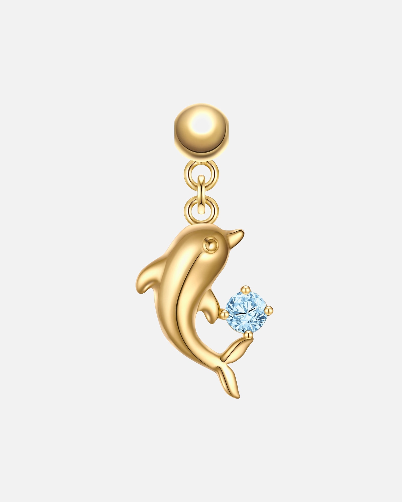 Zawieszka dla Kobieta Charm Delfin Srebro wysokiej próby Żółte złoto 21,7 mm