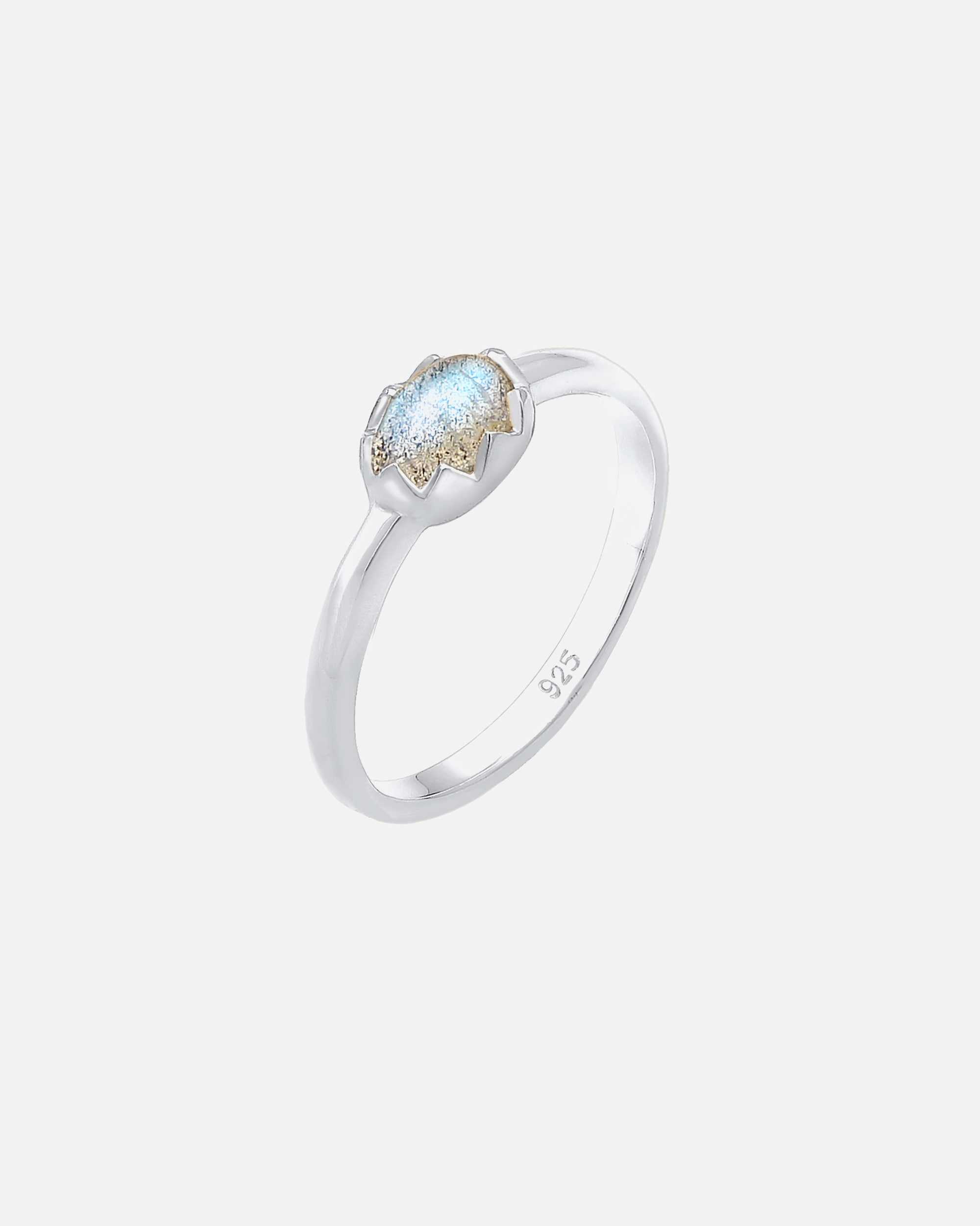 Pierścionek dla Kobieta Elli Damski Vintage Look Basic z kamieniem labradorytem w srebrze 925 Sterling Silver 58