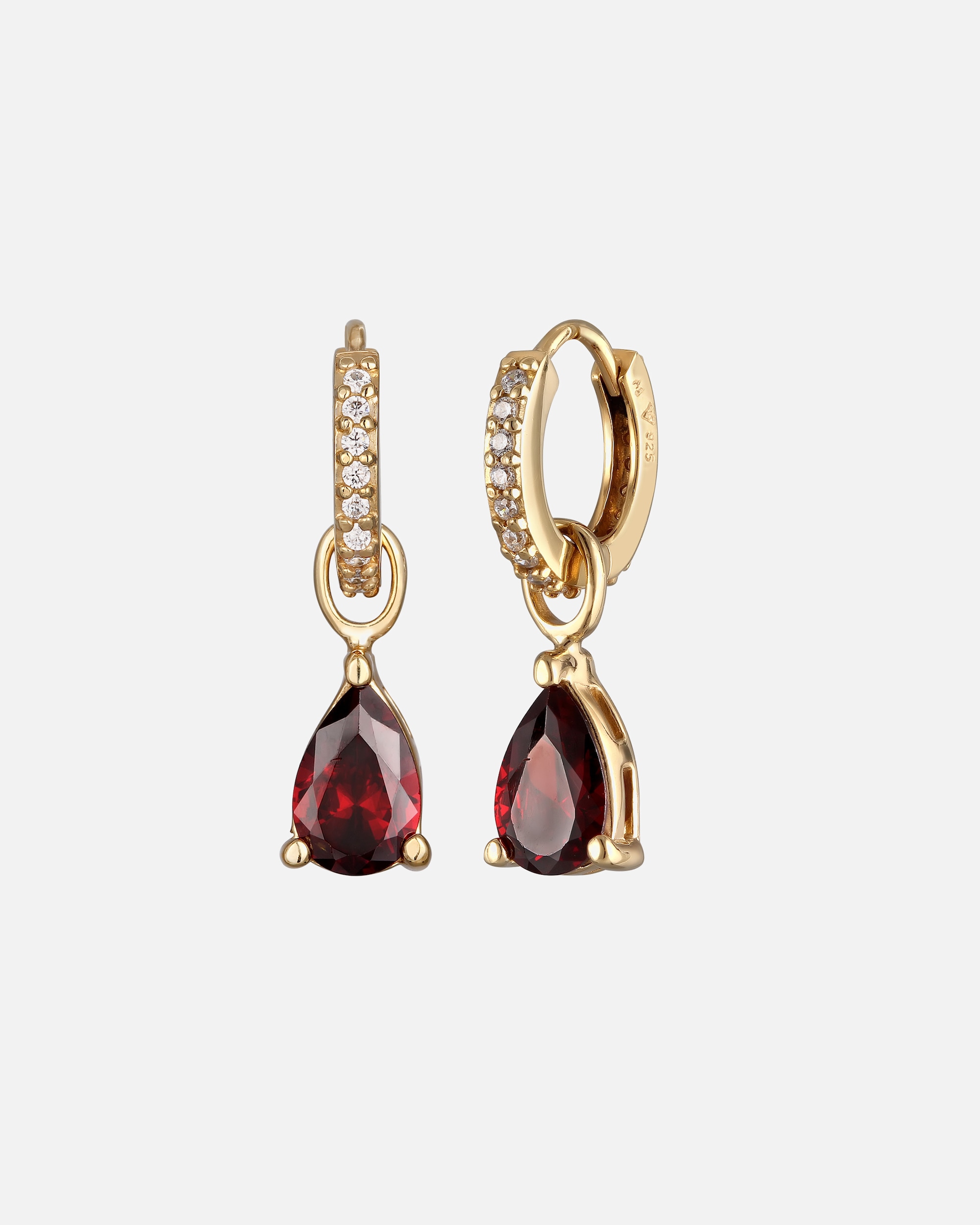 Kolczyki dla Kobieta Elli Elli Kolczyki Creole z Kamieniem Kobiety Kropelka Cyrkonia Drop Cut Czerwony Biały Srebro 925 Sterling Silver Pozłacane Wieczorowe Złoto goldfarben