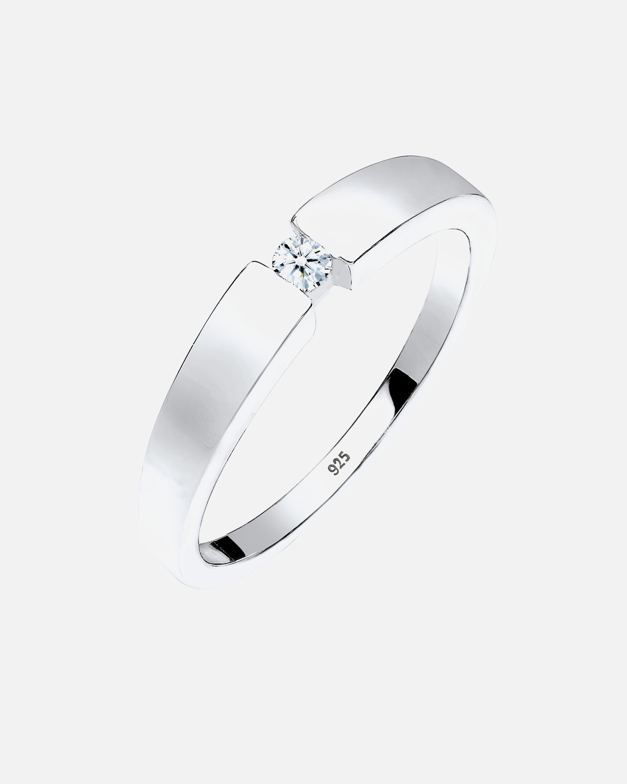 Pierścionek dla Kobieta Damski klasyczny pierścionek z diamentem (0,06 ct.) ze srebra próby 925 Sterling Silver 56