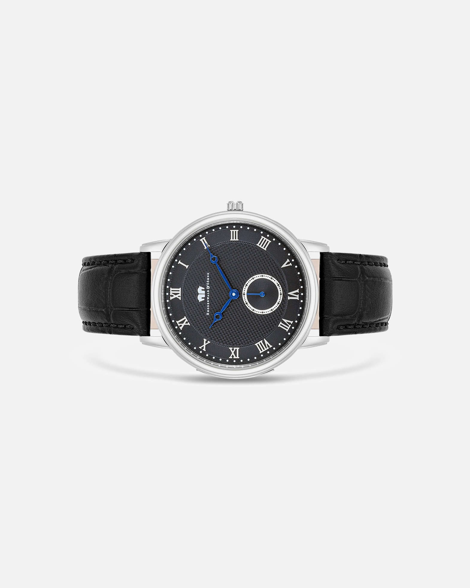 Zegar dla Mężczyzna Rhodenwald & Söhne Zegarek kwarcowy Moonlight Srebrny Skóra naturalna Czarny 40,0 mm