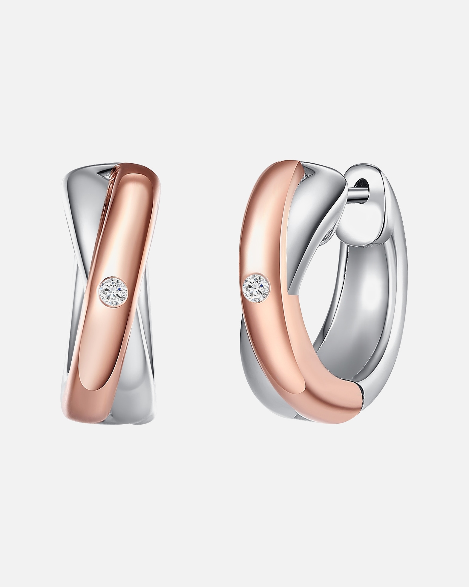 Obrączki dla Kobieta Rafaela Donata Diamentowe kolczyki srebro wysokiej próby Diament srebro/różowe złoto 13,9 mm