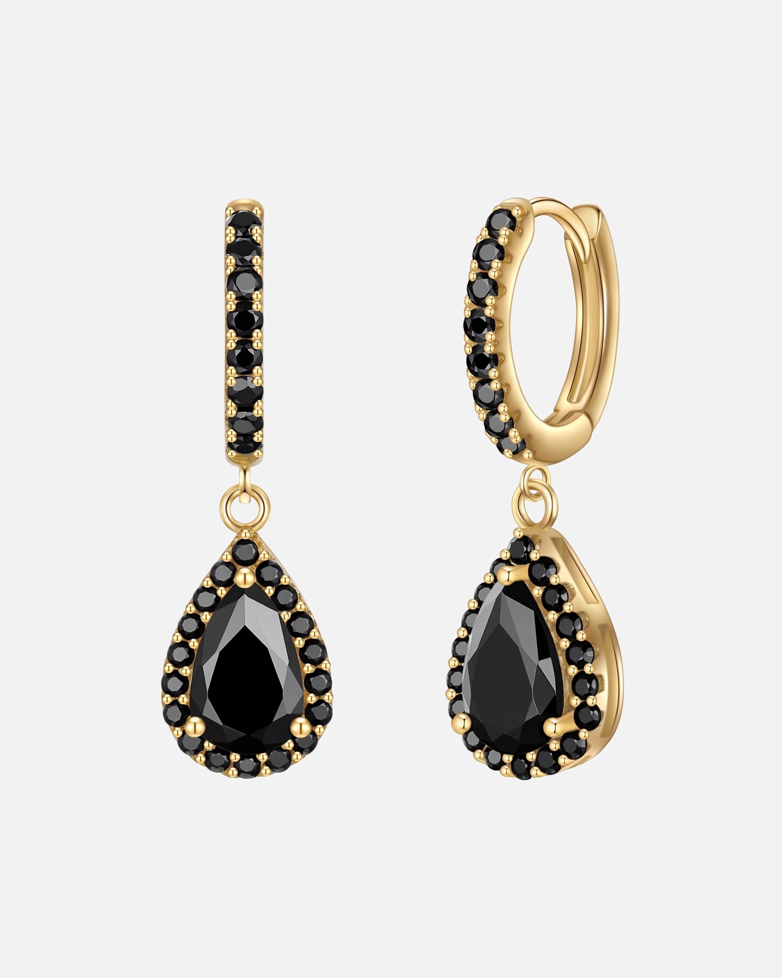 Obrączki dla Kobieta Glanzstücke München Creolen Sterling Silber gelbgold Zirkonia schwarz 26,5 mm