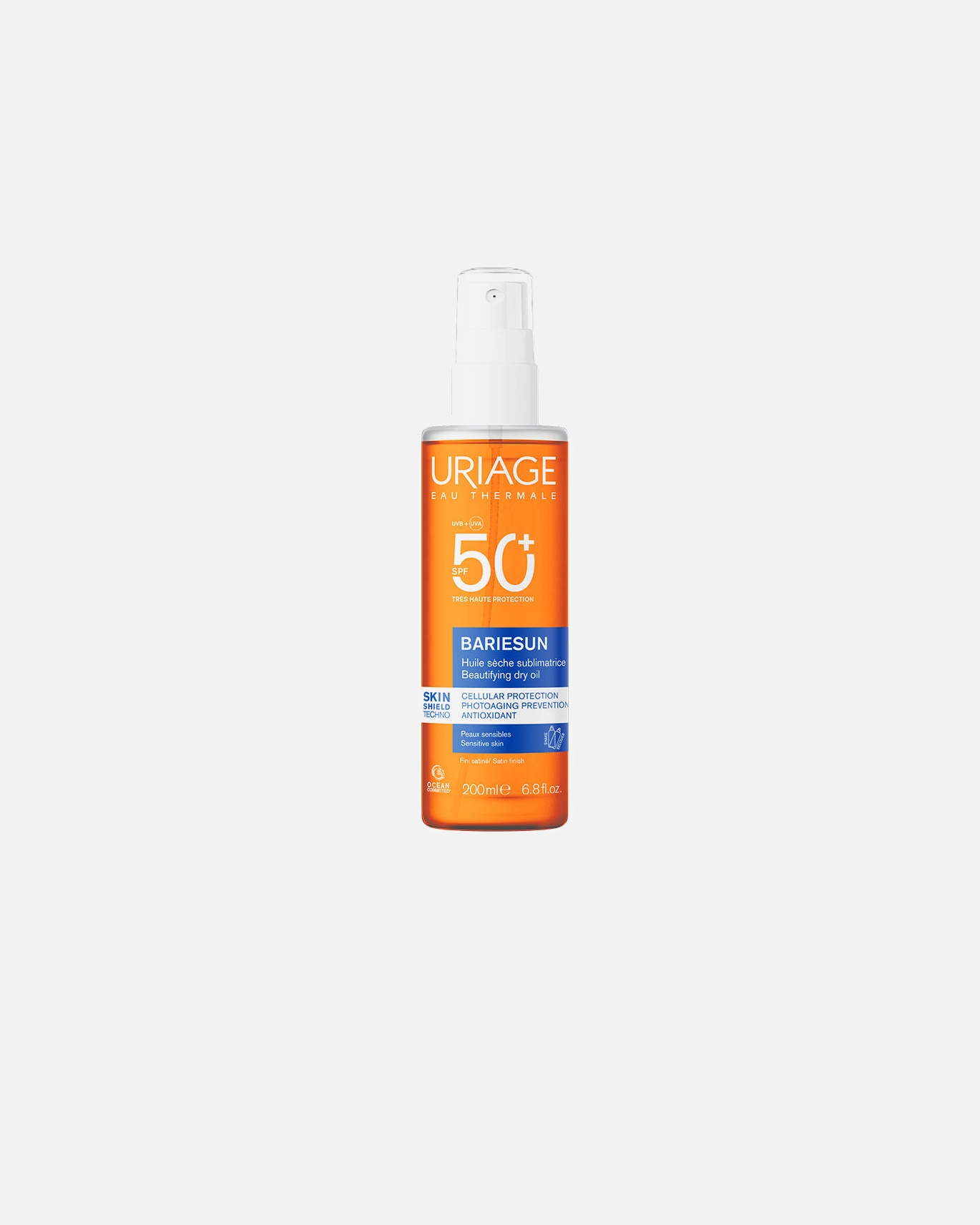 Krem przeciwsłoneczny do ciała dla Unisex Uriage BARIÉSUN Upiększający suchy olejek SPF50+ 200 ml