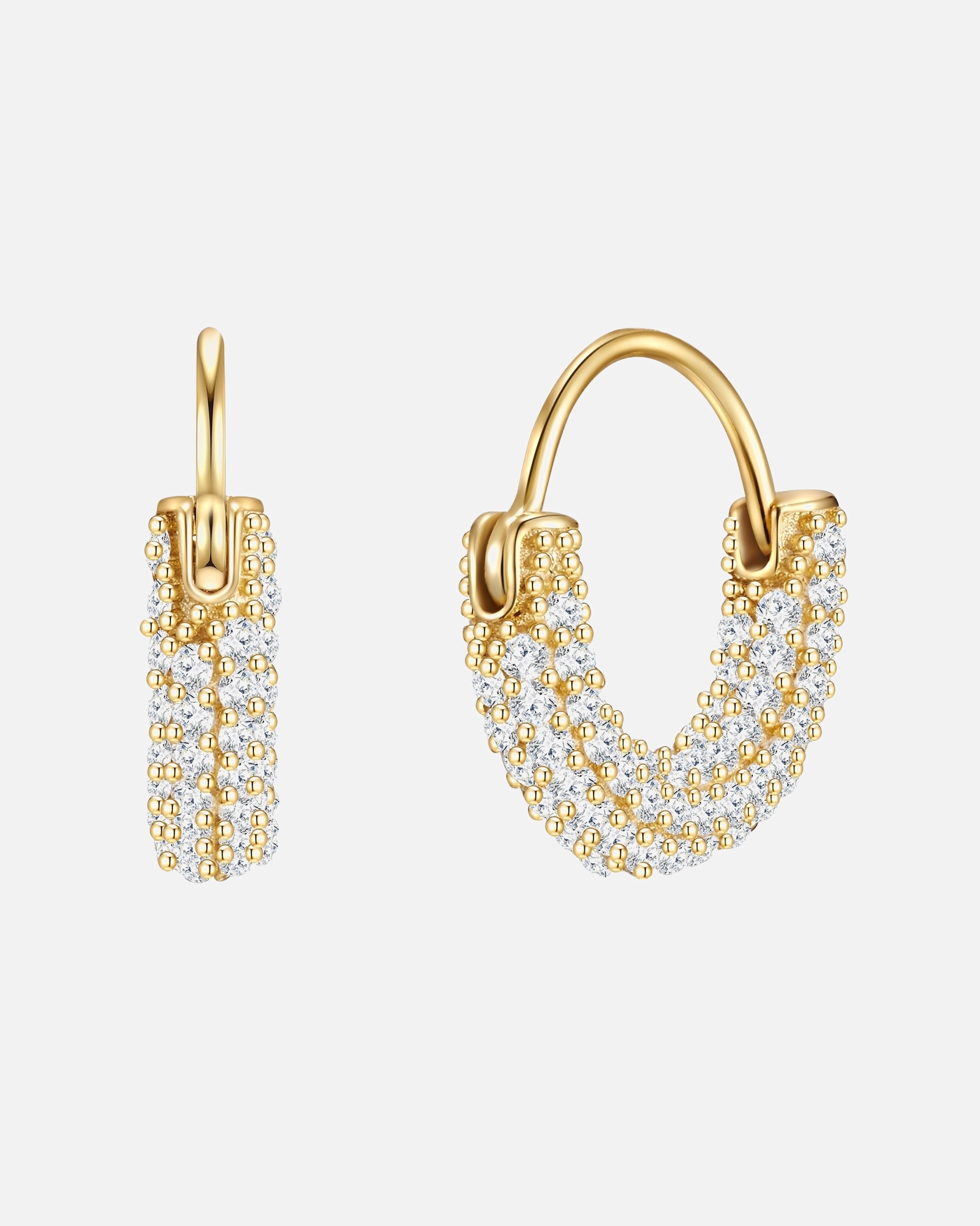 Obrączki dla Kobieta Srebrne kolczyki kreole srebro wysokiej próby Cyrkonia żółte złoto 14,6 mm