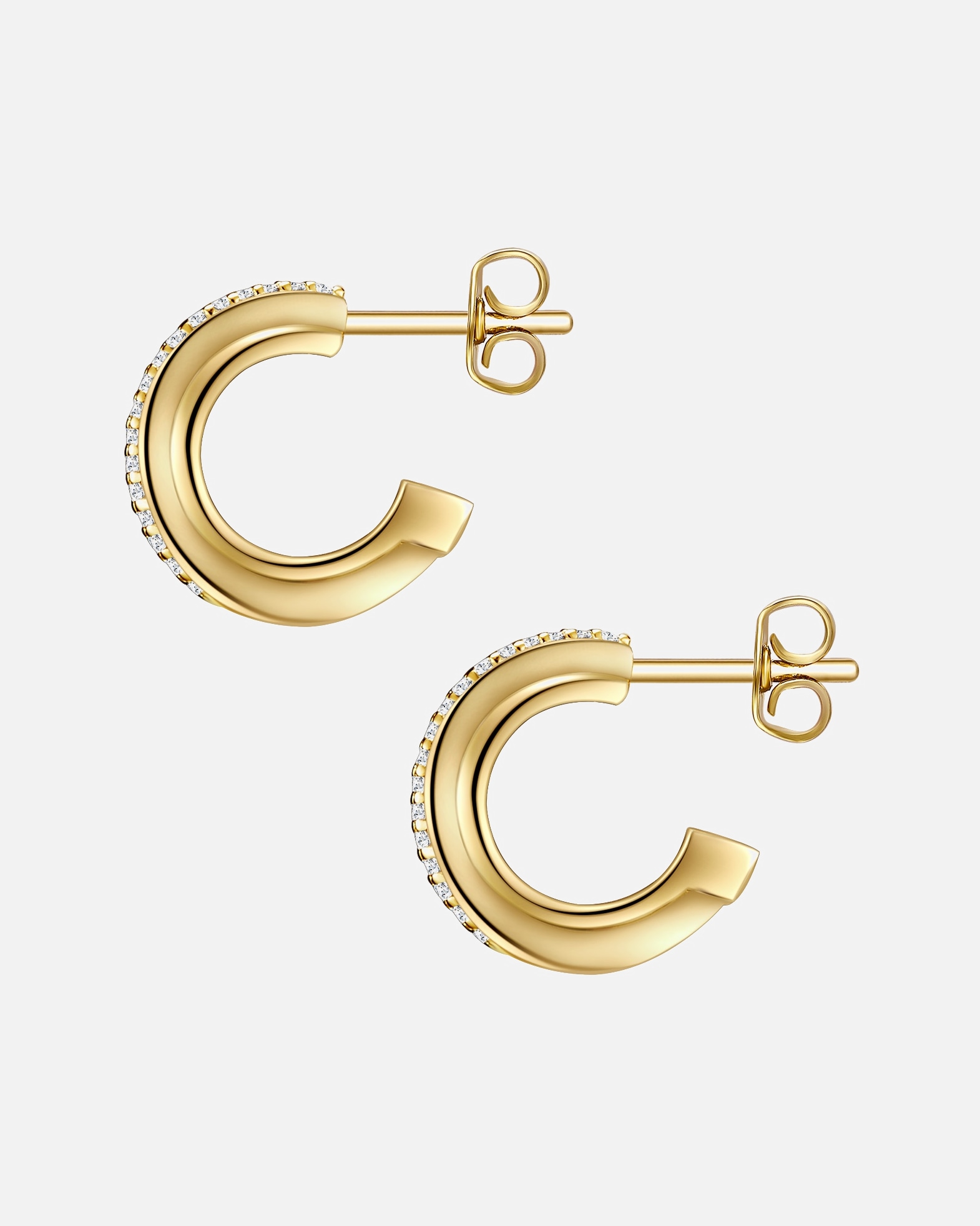 Kolczyki dla Kobieta Glanzstücke München Srebrne kolczyki kreole srebro wysokiej próby Cyrkonia żółte złoto 14,1 mm