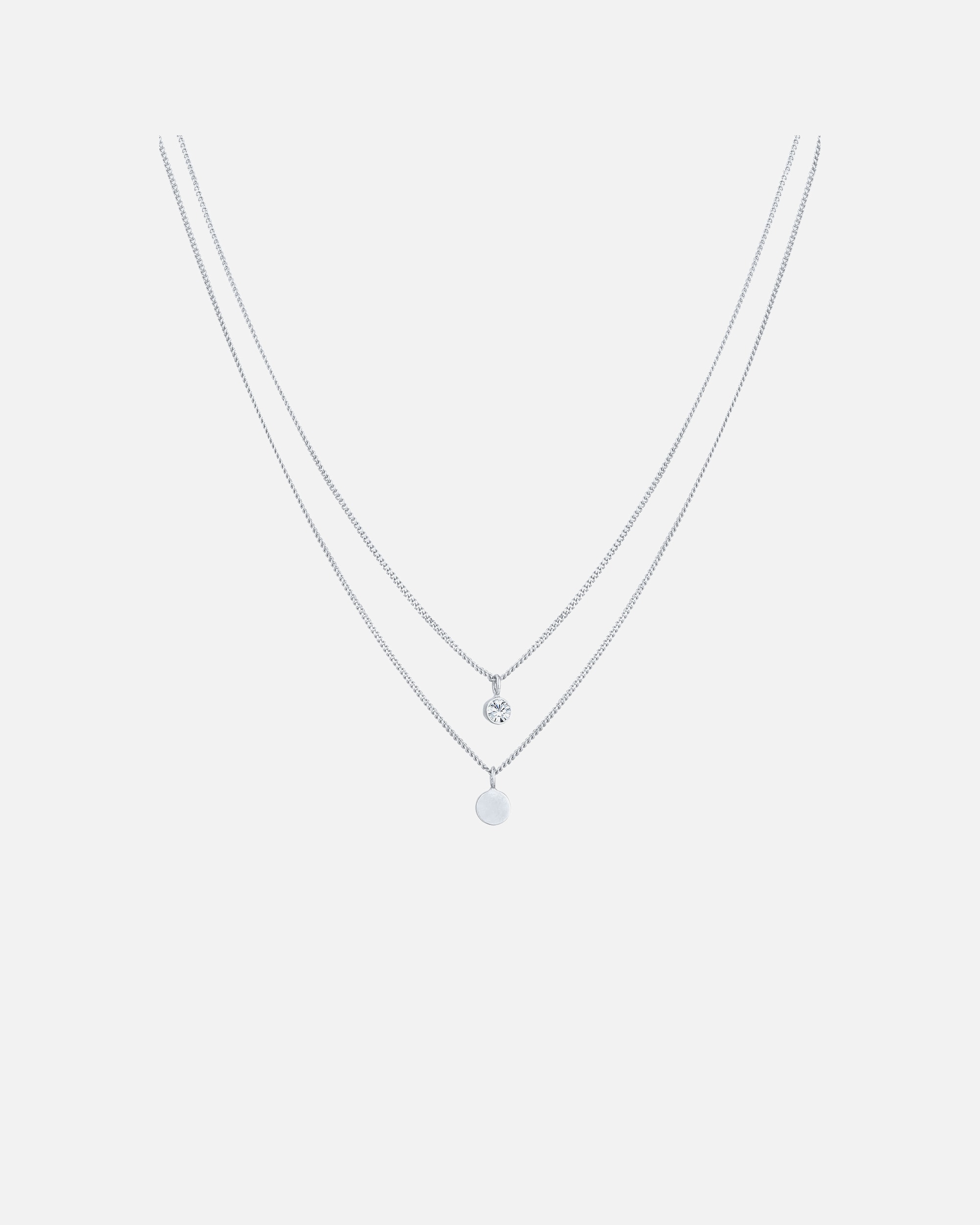 Naszyjnik dla Kobieta Elli Damski warstwowy płytka Basic z kryształem w srebrze próby 925 Sterling Silver 50