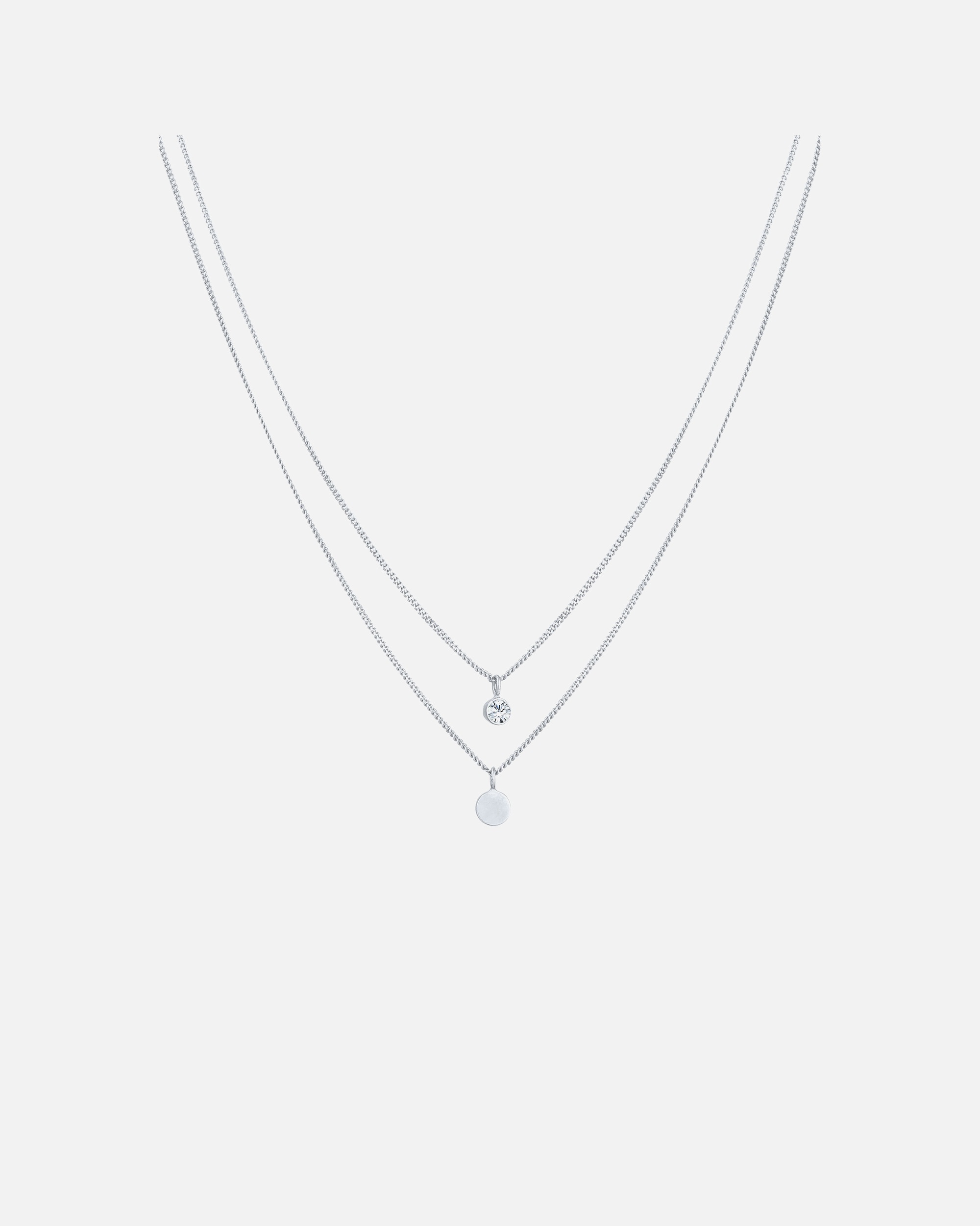 Naszyjnik dla Kobieta Elli Damski warstwowy płytka Basic z kryształem w srebrze próby 925 Sterling Silver 40