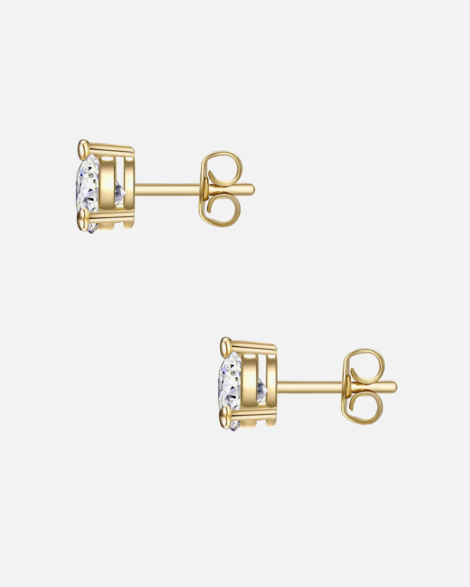 Kolczyki dla Kobieta Glanzstücke München Srebrne kolczyki sztyfty Serce srebro wysokiej próby Cyrkonia żółte złoto 6,9 mm