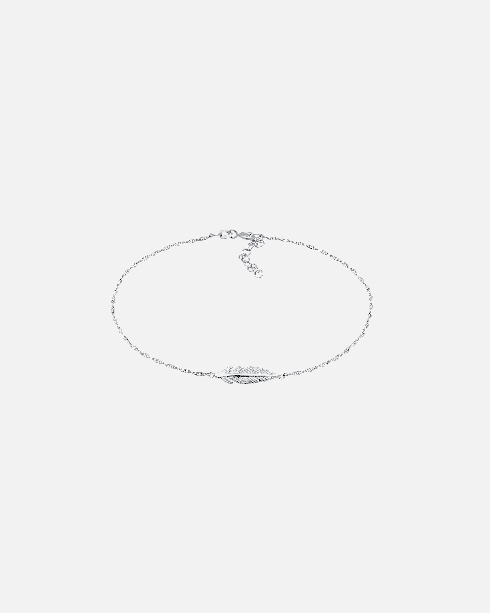 Ozdoby dla Kobieta Elli Damska bransoletka na kostkę piórko symbol boho w srebrze próby 925 Sterling Silver silberfarben