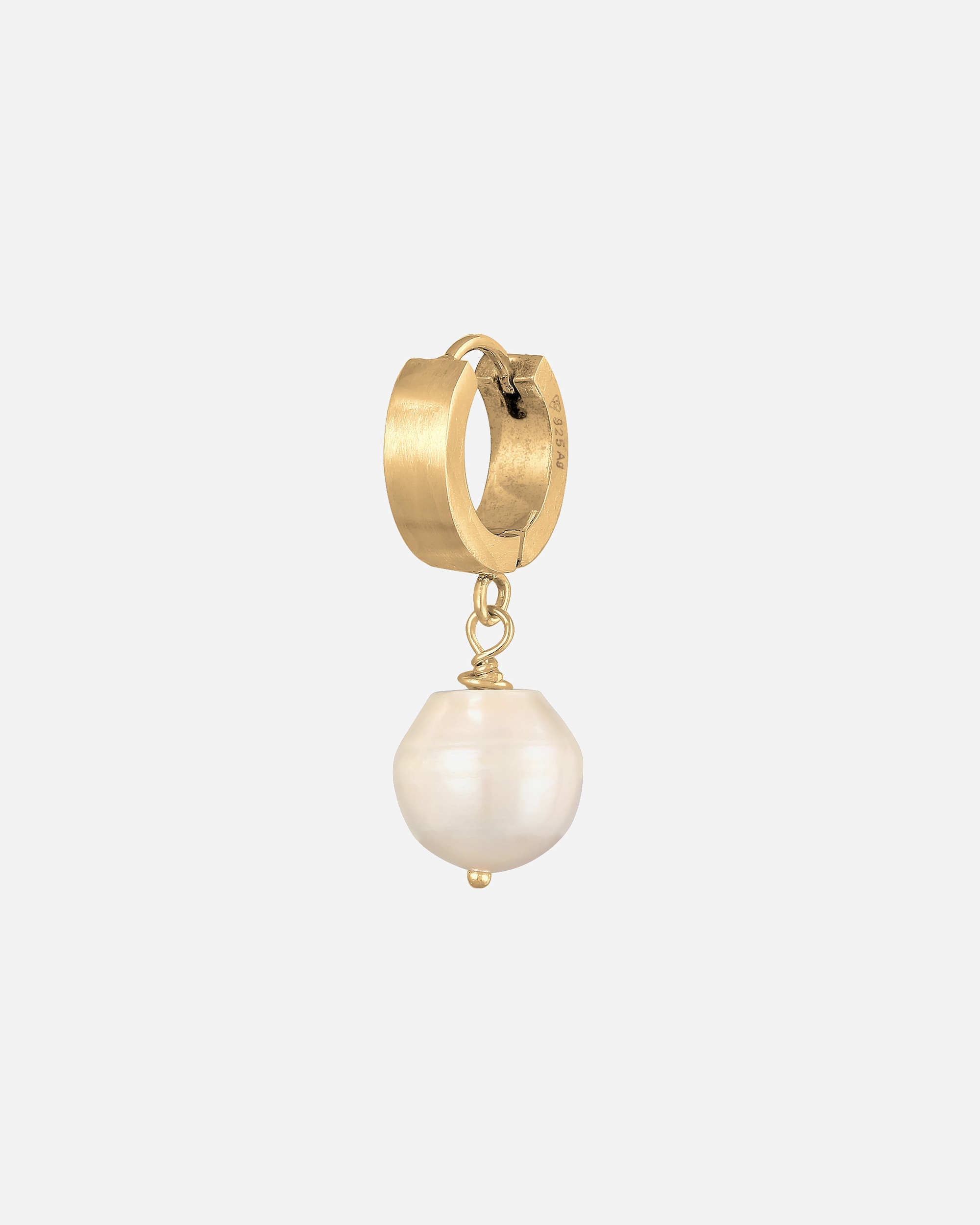 Kolczyki dla Mężczyzna KUZZOI Męska kreola Single Piece z perłą hodowlana słodkowodną 925 Sterling Silver goldfarben