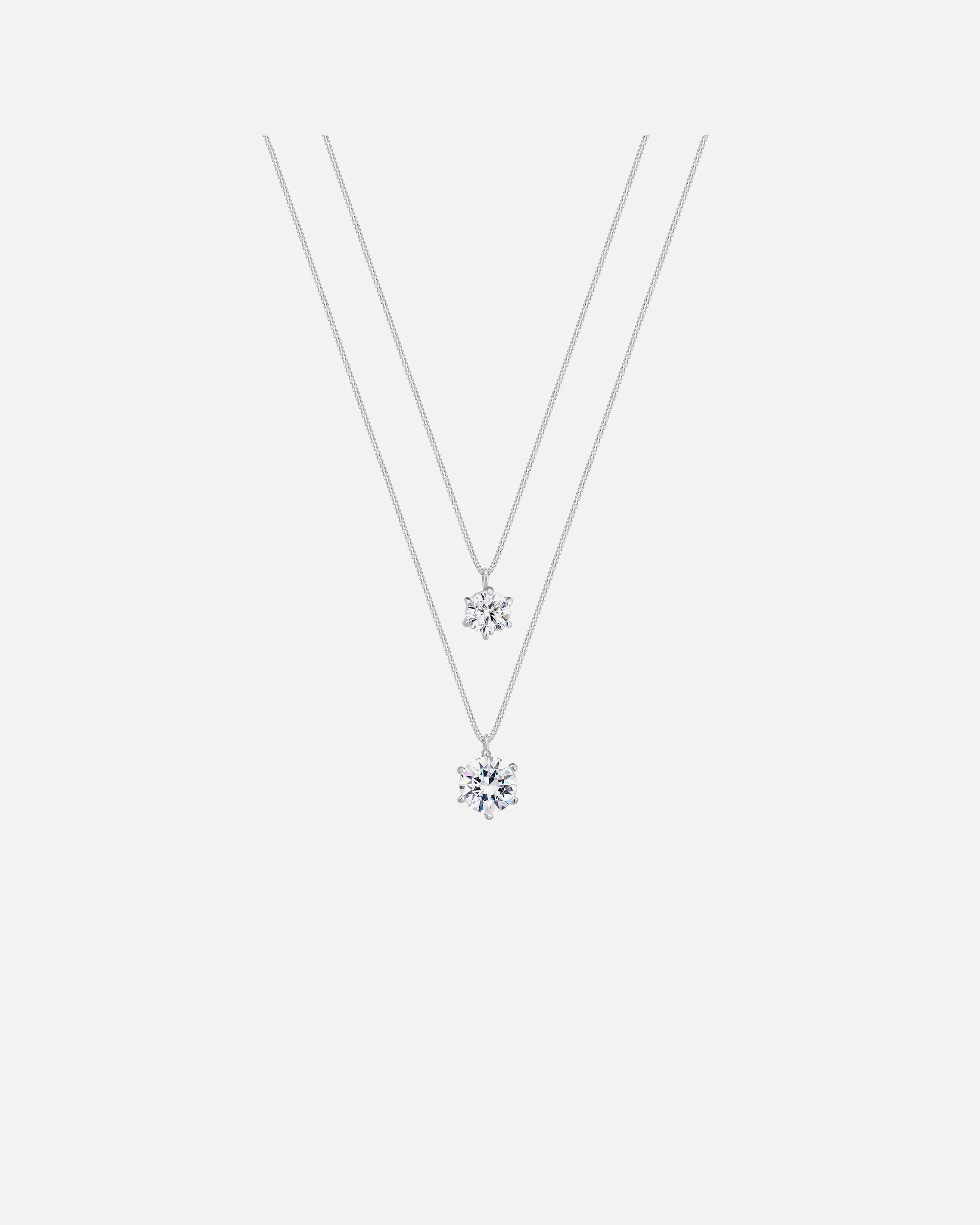 Naszyjnik dla Kobieta Elli Damski łańcuszek pancerka soliter Basic Warstwa Look Trend z kryształami w srebrze 925 sterling silver 45