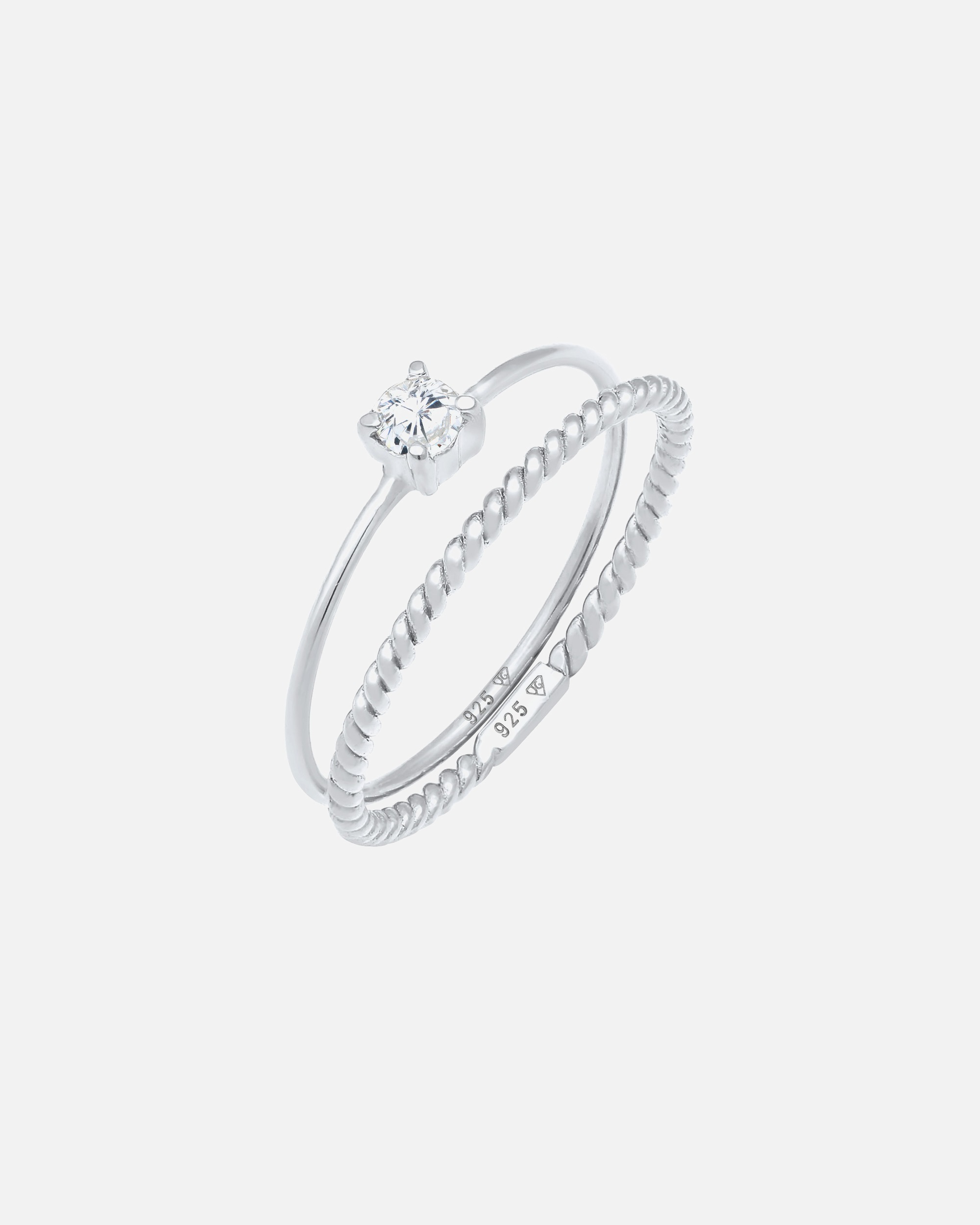 Pierścionek dla Kobieta Elli Damski zestaw pierścieni Twisted Trend Blogger z cyrkoniami w pozłacanym srebrze próby 925 Sterling Silver 56
