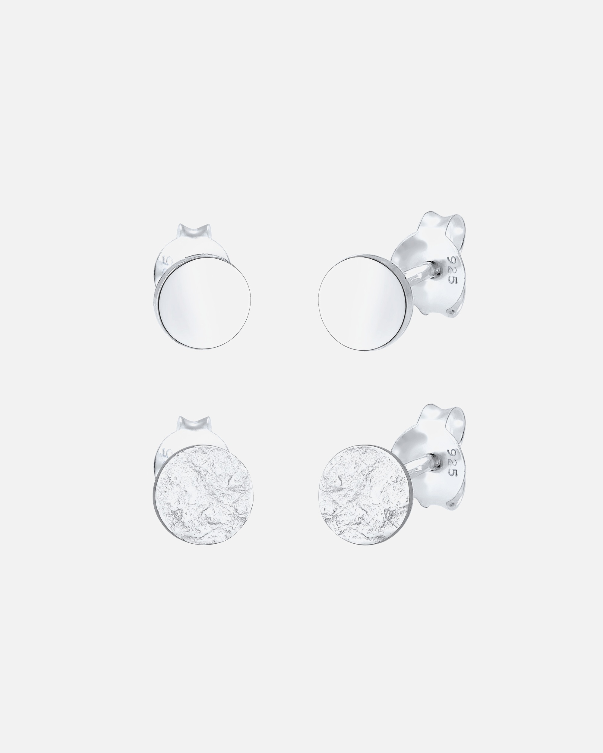 Kolczyki dla Kobieta Elli Damskie kolczyki sztyfty zestaw 2 częściowy matowy, błyszczący, okrągły, klasyczny w srebrze próby 925 Sterling Silver silberfarben