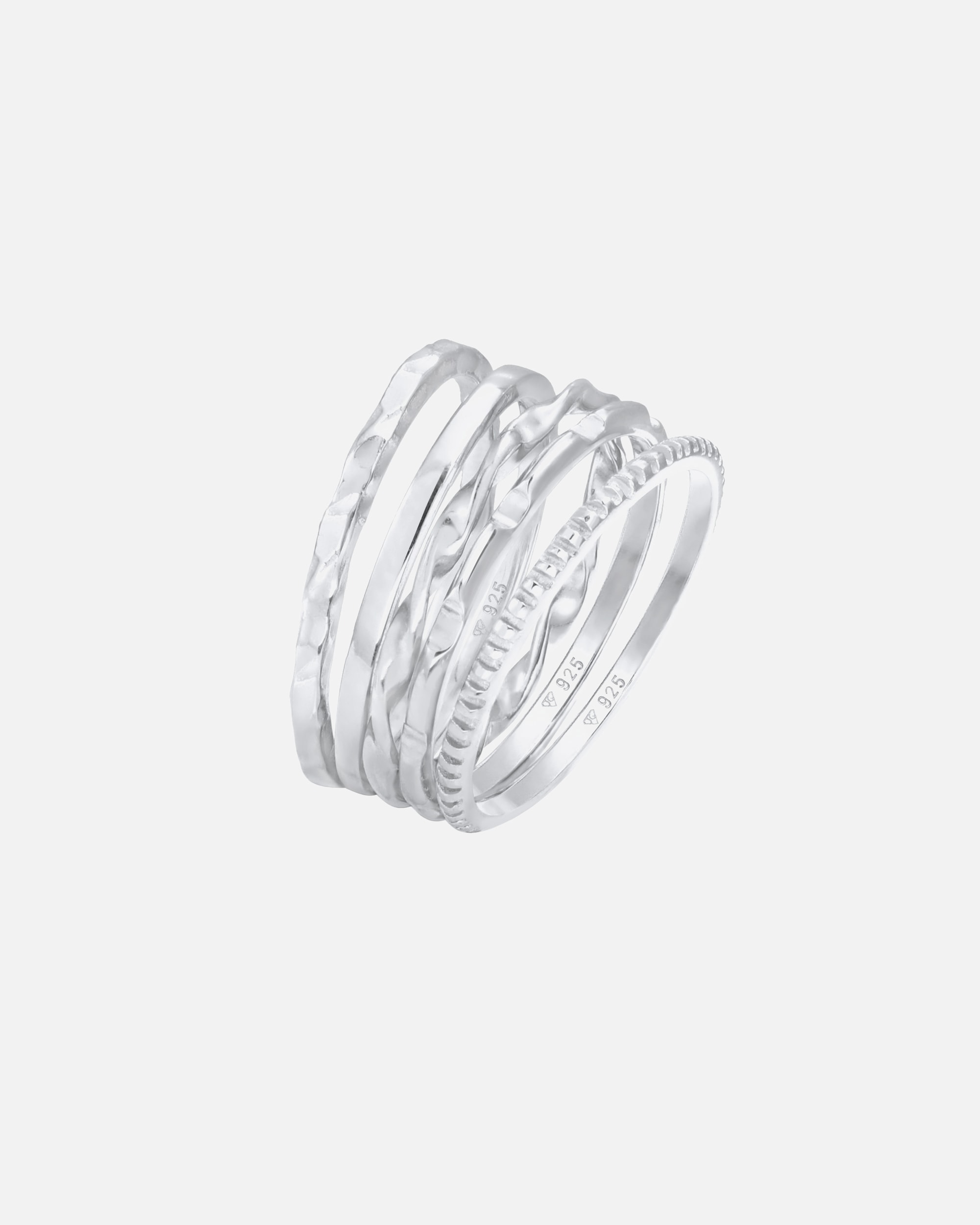 Pierścionek dla Kobieta Elli Damskie zestaw pierścionków 5 części Basic Minimal Trend filigranowy w pozłacanym srebrze 925 Sterling Silver 58