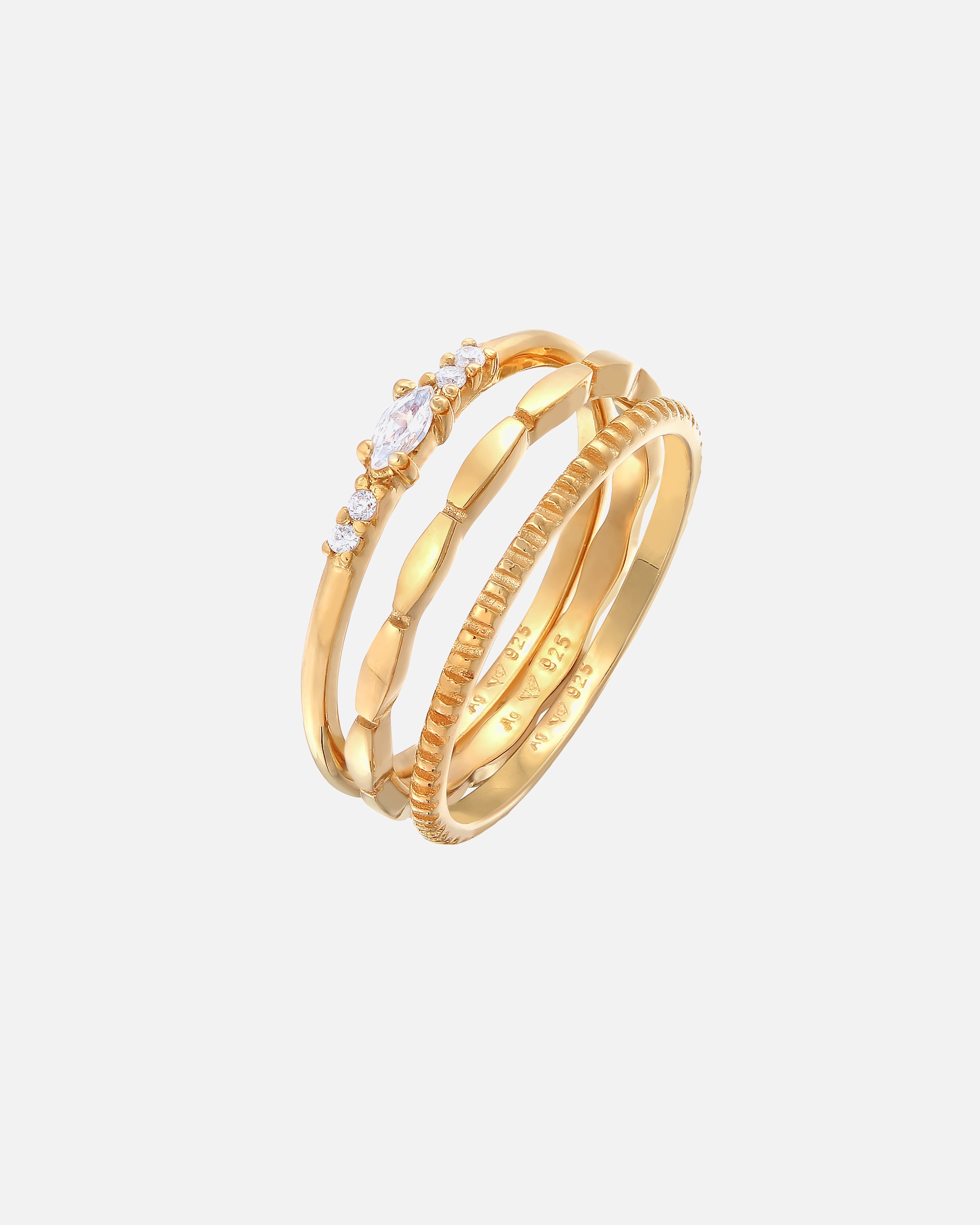 Pierścionek dla Kobieta Elli Damski komplet podstawowy z markizem i z kryształami cyrkonii w srebrze próby 925 Sterling Silver 52