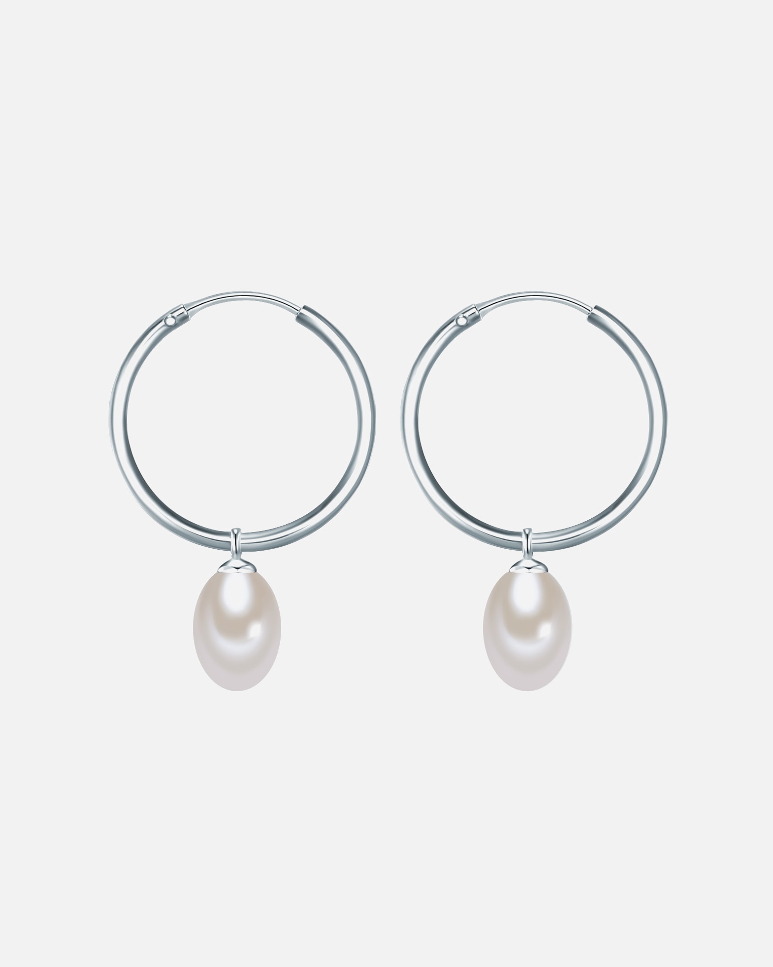 Obrączki dla Kobieta Valero Pearls Srebrne kolczyki kreole srebro wysokiej próby Perła hodowlana słodkowodna srebrny 12,0 mm