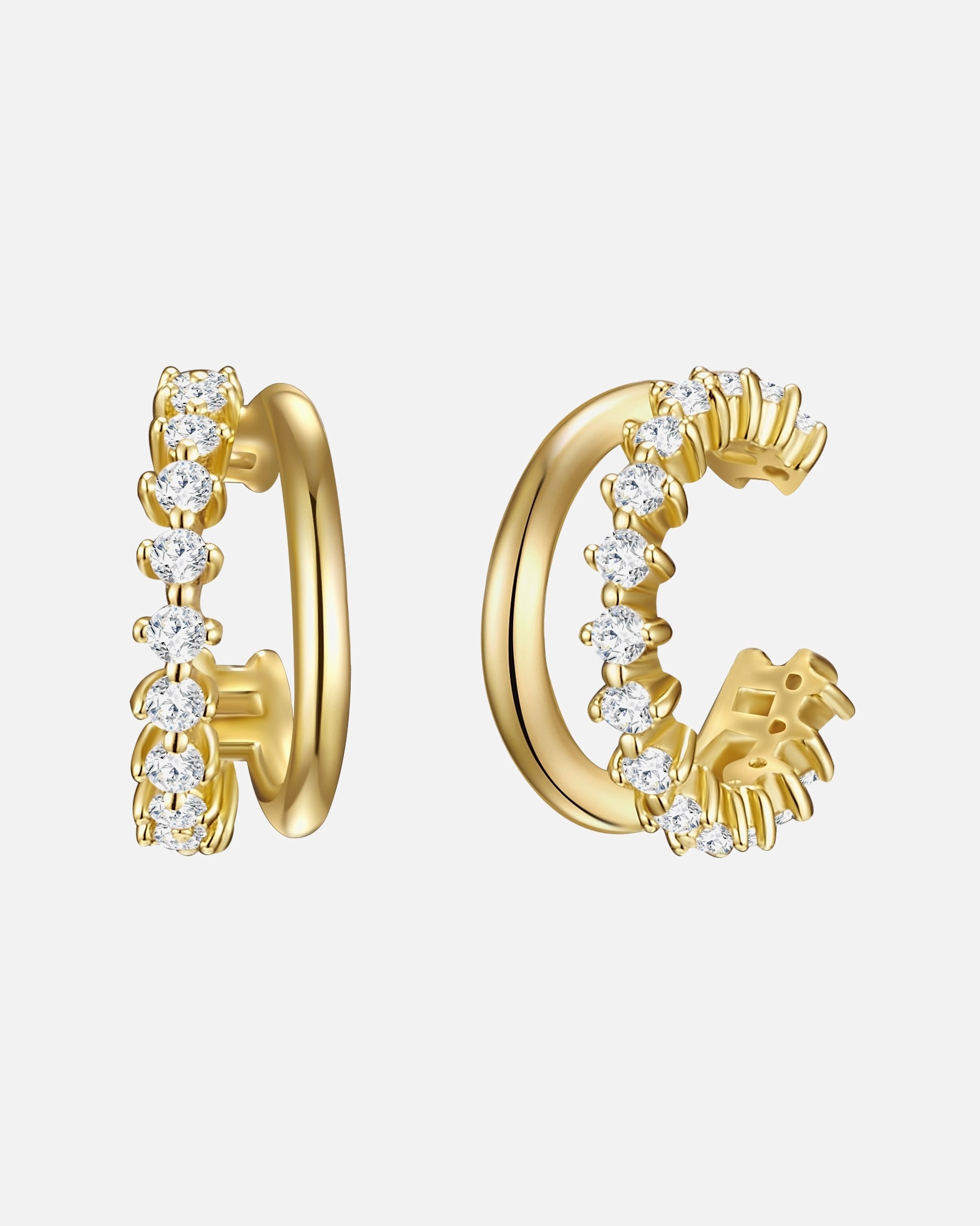 Kolczyki dla Kobieta Srebrne klamry na ucho srebro wysokiej próby Cyrkonia żółte złoto 11,7 mm