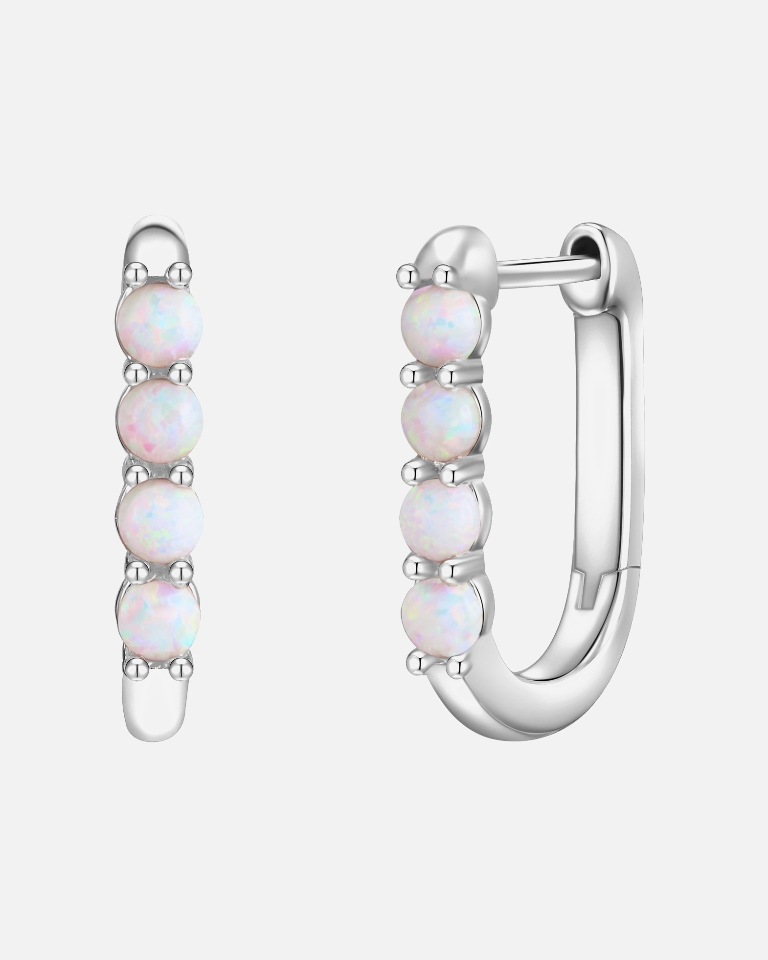 Obrączki dla Kobieta Srebrne kolczyki kreole srebro wysokiej próby Opal (synt.) srebrny 19,7 mm