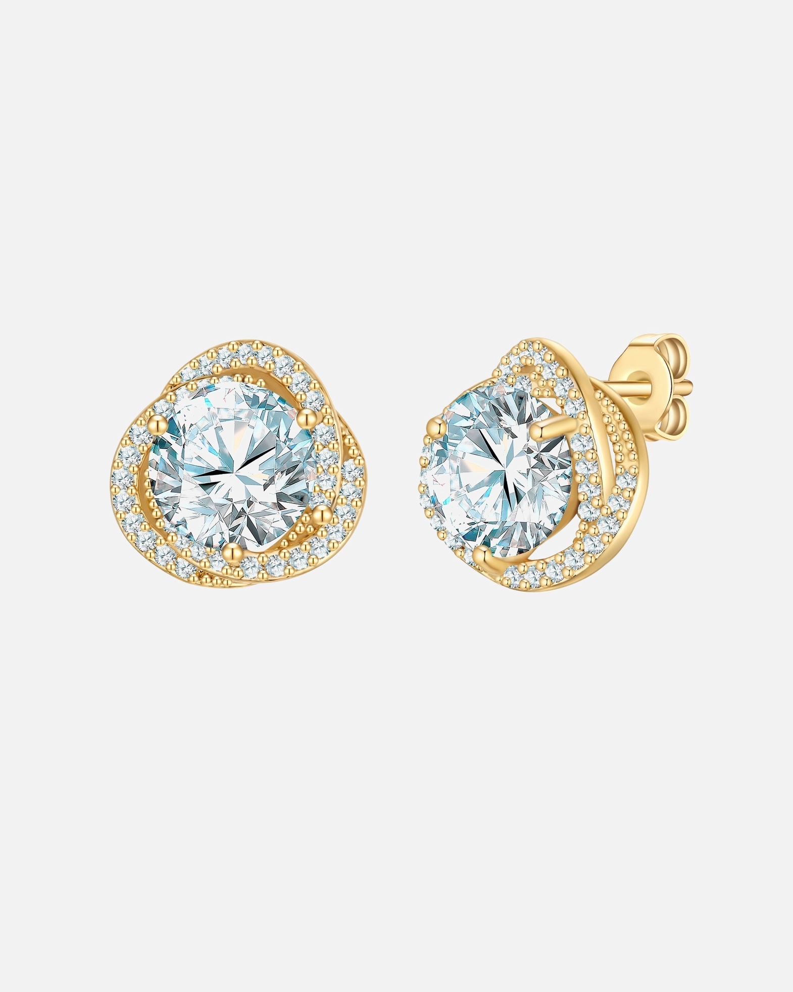 Kolczyki dla Kobieta Yokoamii Kolczyki z pozlacanego mosiadzu z cyrkonia 12,3 mm