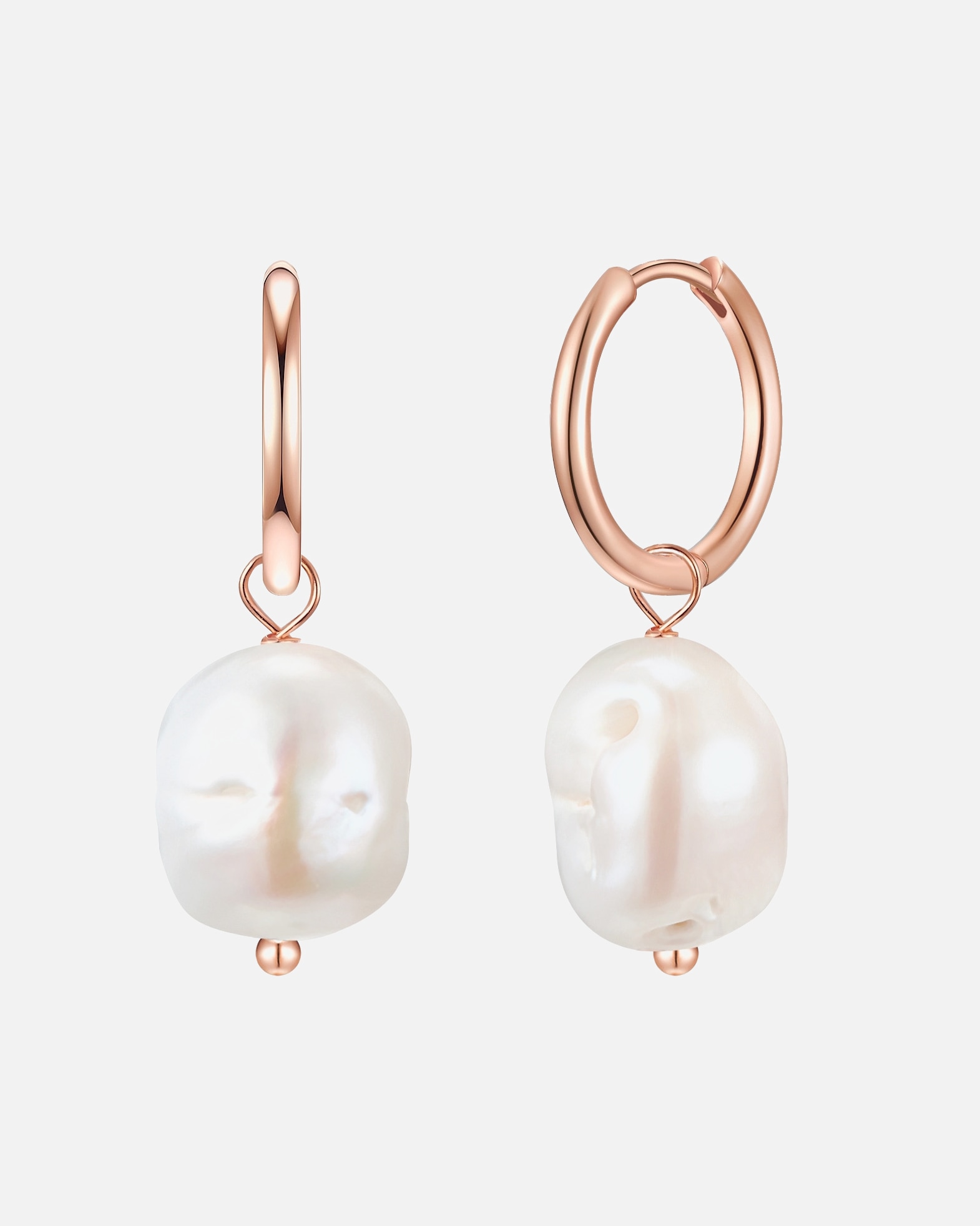 Kolczyki dla Kobieta Glanzstücke München Srebrne kolczyki kreole srebro wysokiej próby Perła hodowlana słodkowodna różowe złoto 32,6 mm