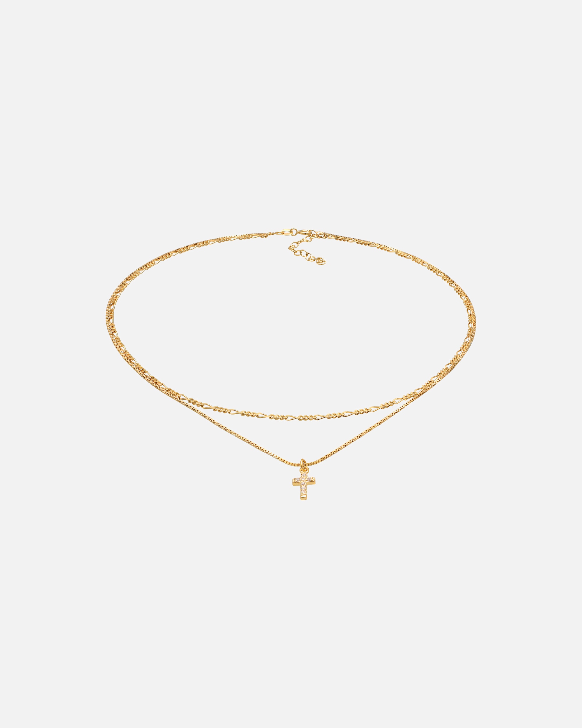 Naszyjnik dla Kobieta Elli Damski choker warstwowy krzyż filigran z cyrkoniami ze srebra próby 925 Sterling Silver goldfarben