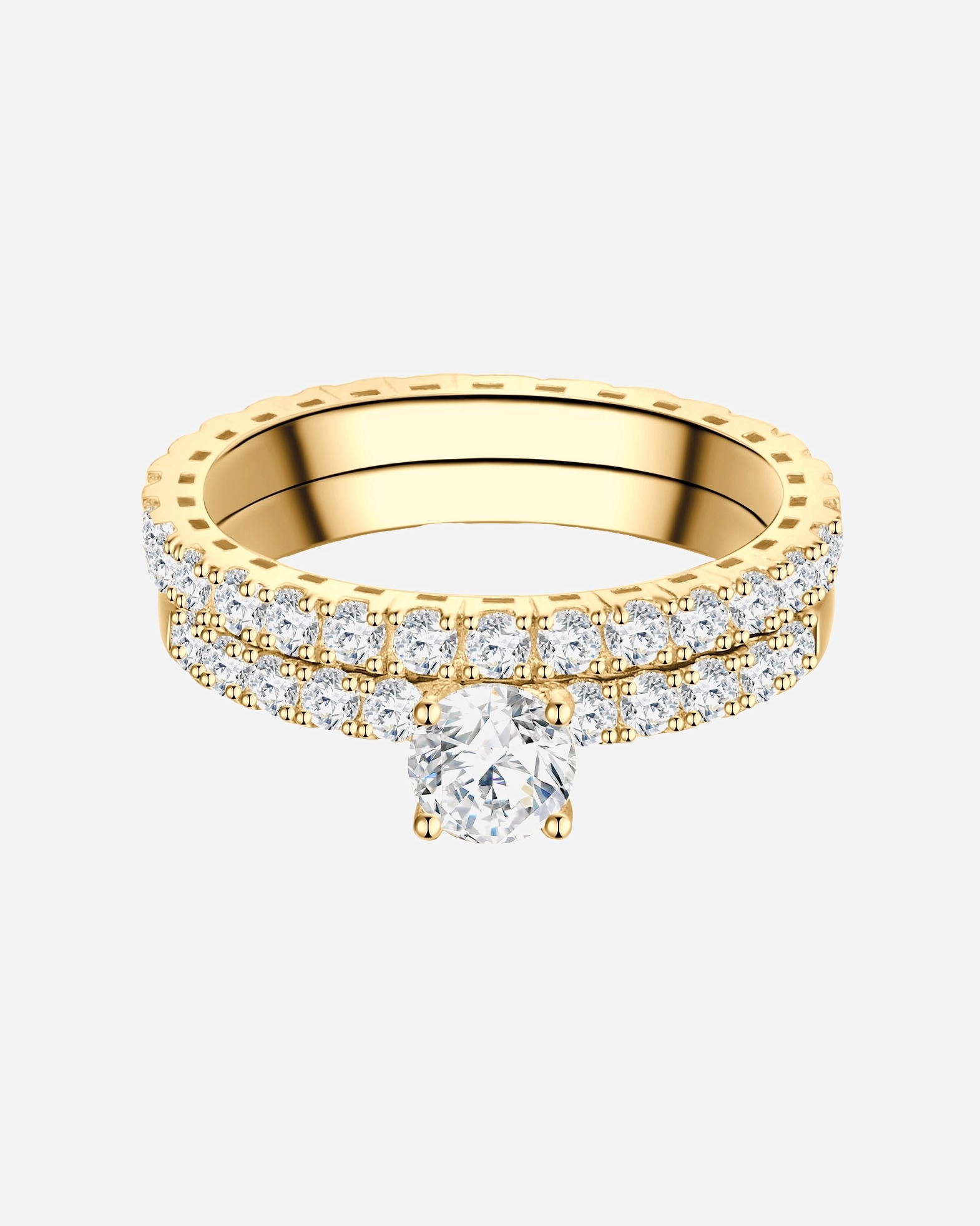 Pierścionek dla Kobieta Trilani Pierscionek aus Sterling Silber in Gelbgold mit Zirkonia 50