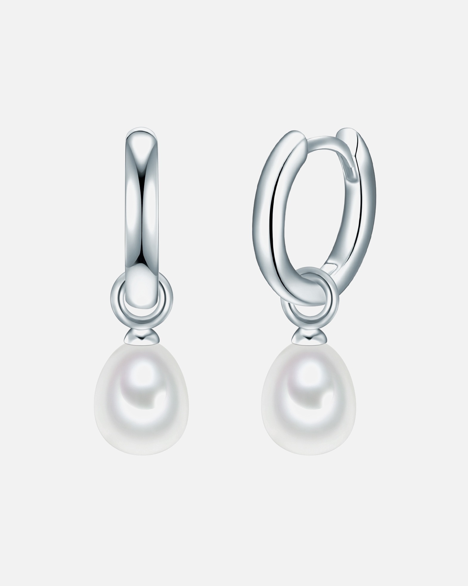 Obrączki dla Kobieta Valero Pearls Srebrne kolczyki kreole srebro wysokiej próby Perła hodowlana słodkowodna srebrny 14,2 mm
