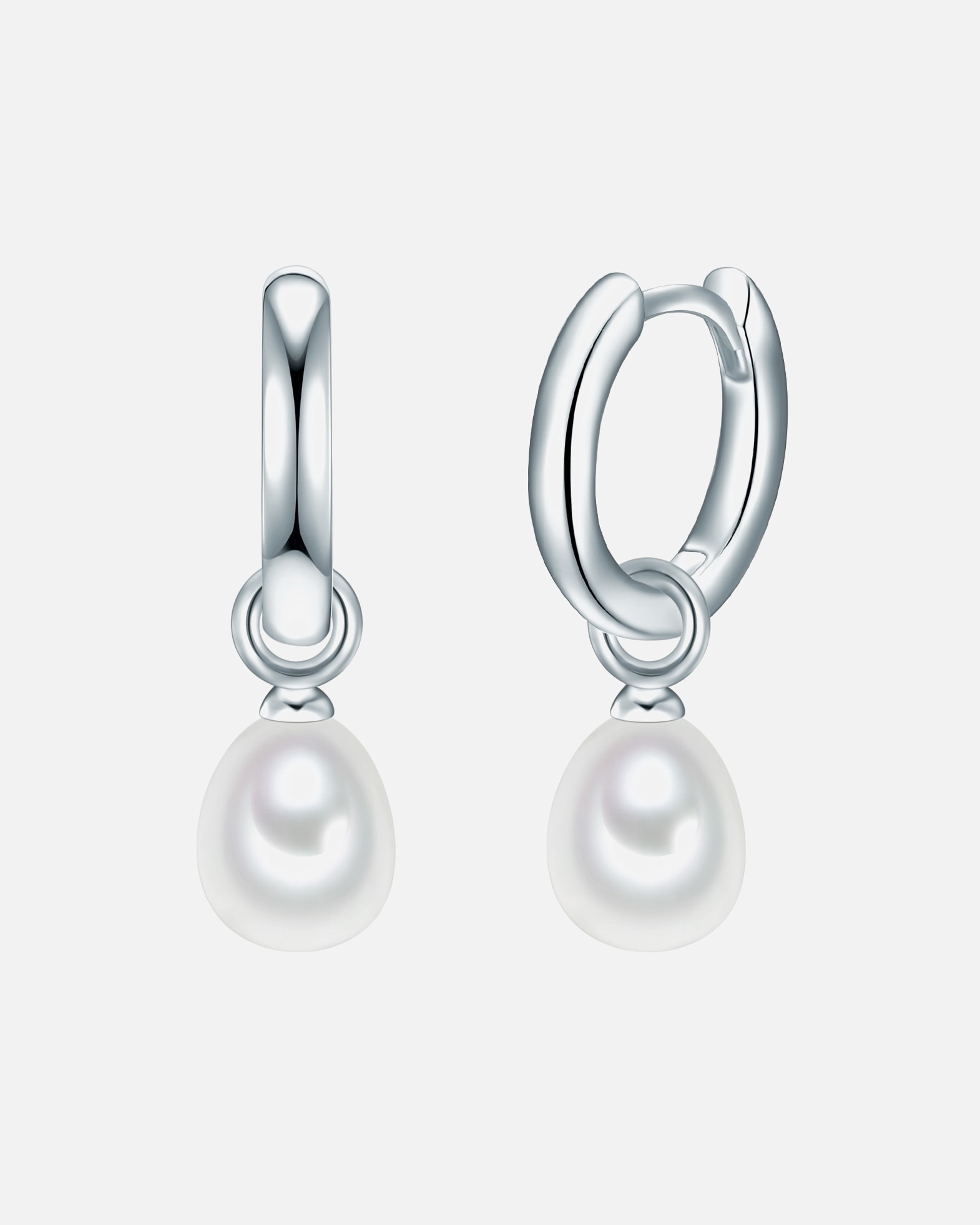 Kolczyki dla Kobieta Valero Pearls Srebrne kolczyki kreole srebro wysokiej próby Perła hodowlana słodkowodna srebrny 14,2 mm