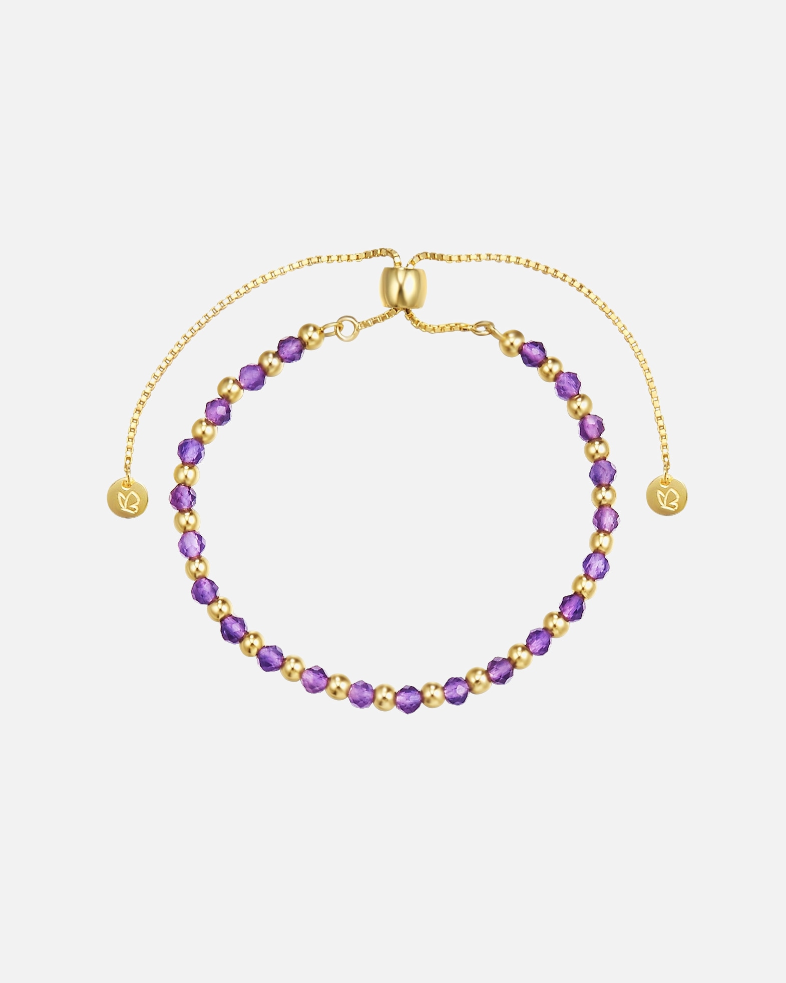 Bransoletka dla Kobieta Srebrna bransoleta srebro wysokiej próby Ametyst żółte złoto 22,0 cm