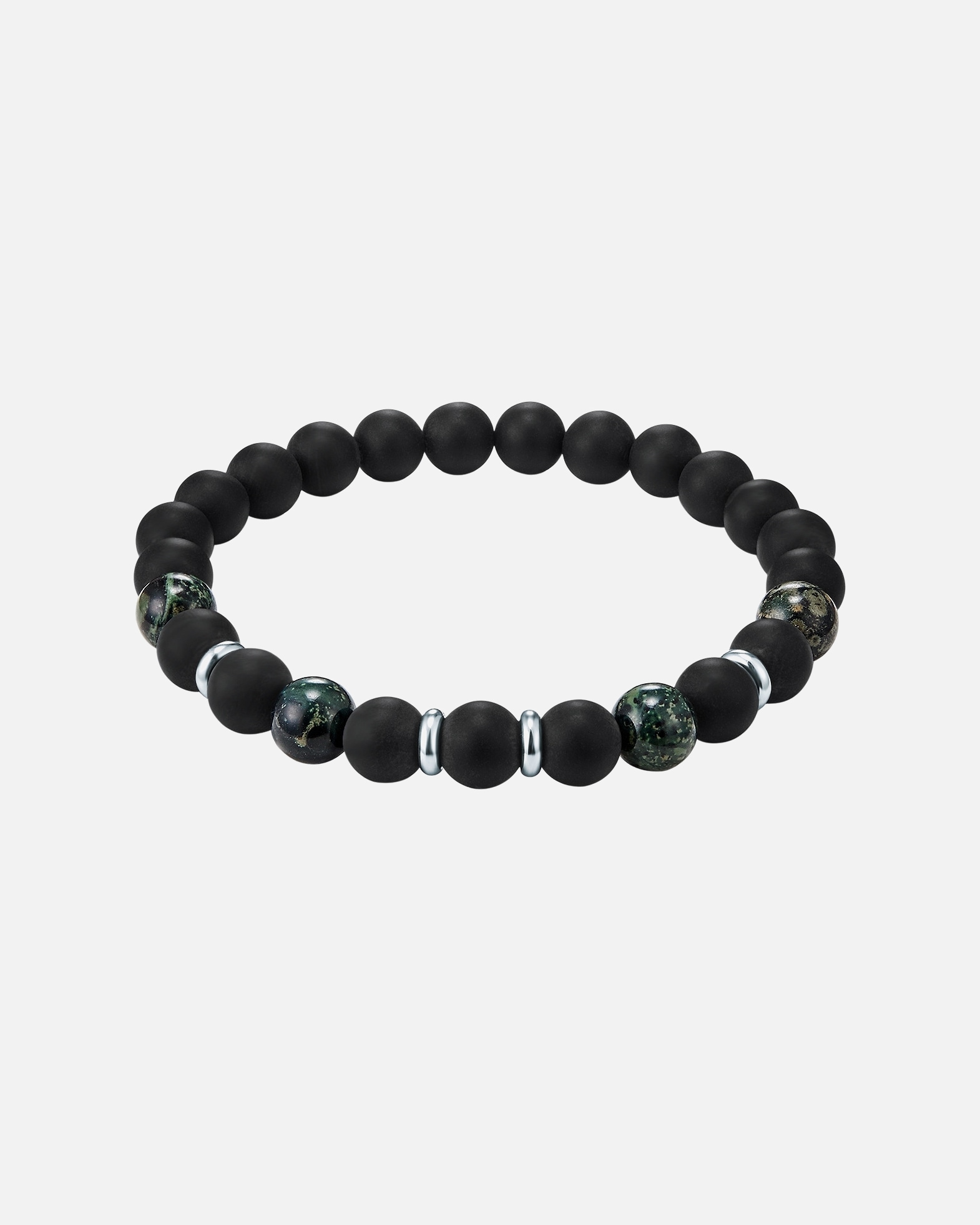 Bransoletka dla Mężczyzna True Rebels Bransoletka z kamieni szlachetnych True Rebels dla mezczyzn, czarna/zielona, 20,5 cm, numer artykulu 50060018 20,5 cm