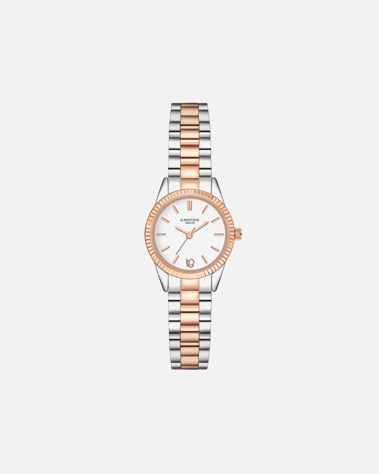 Zegar dla Kobieta Zegarek na reke ze stali nierdzewnej w kolorze srebrnym/rózowego zlota 25,0 mm