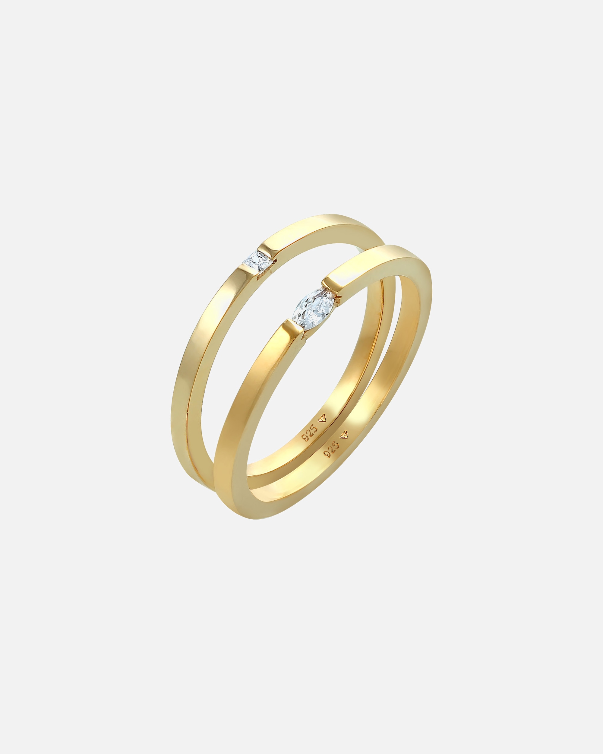 Pierścionek dla Kobieta Elli Damski zestaw Soliter markiza z kryształami cyrkonii pozłacane srebro 925 Sterling Silver 52
