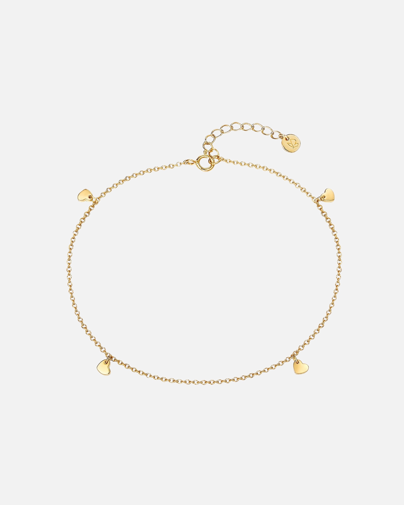 Ozdoby dla Kobieta Srebrna bransoletka na stopę Serce srebro wysokiej próby żółte złoto 22,0 cm Basiskette + 3,0 cm Verlängerung