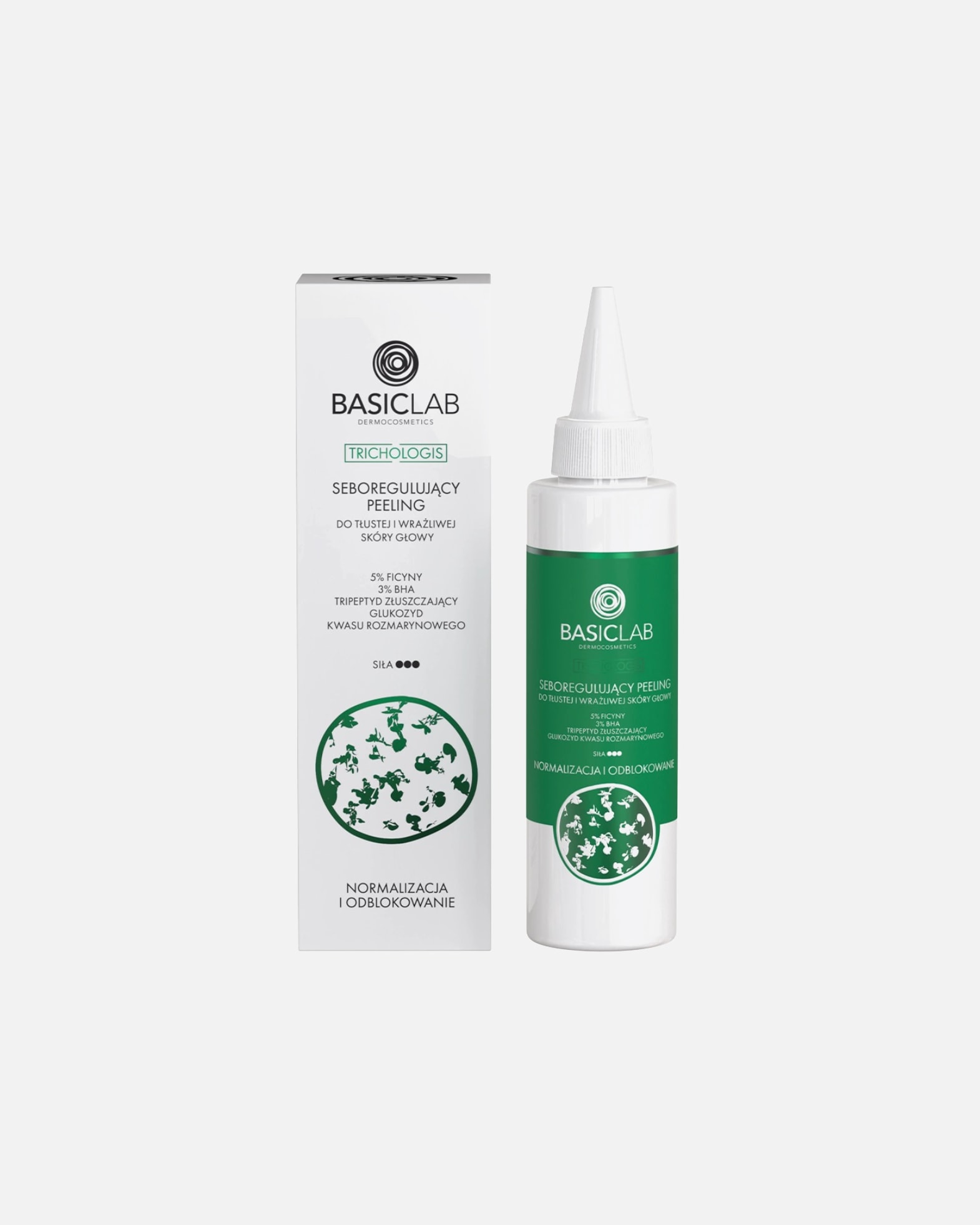 Peeling do skóry głowy dla Unisex BasicLab Trichologis - wrażliwa i tłusta skóra głowy 150 ml