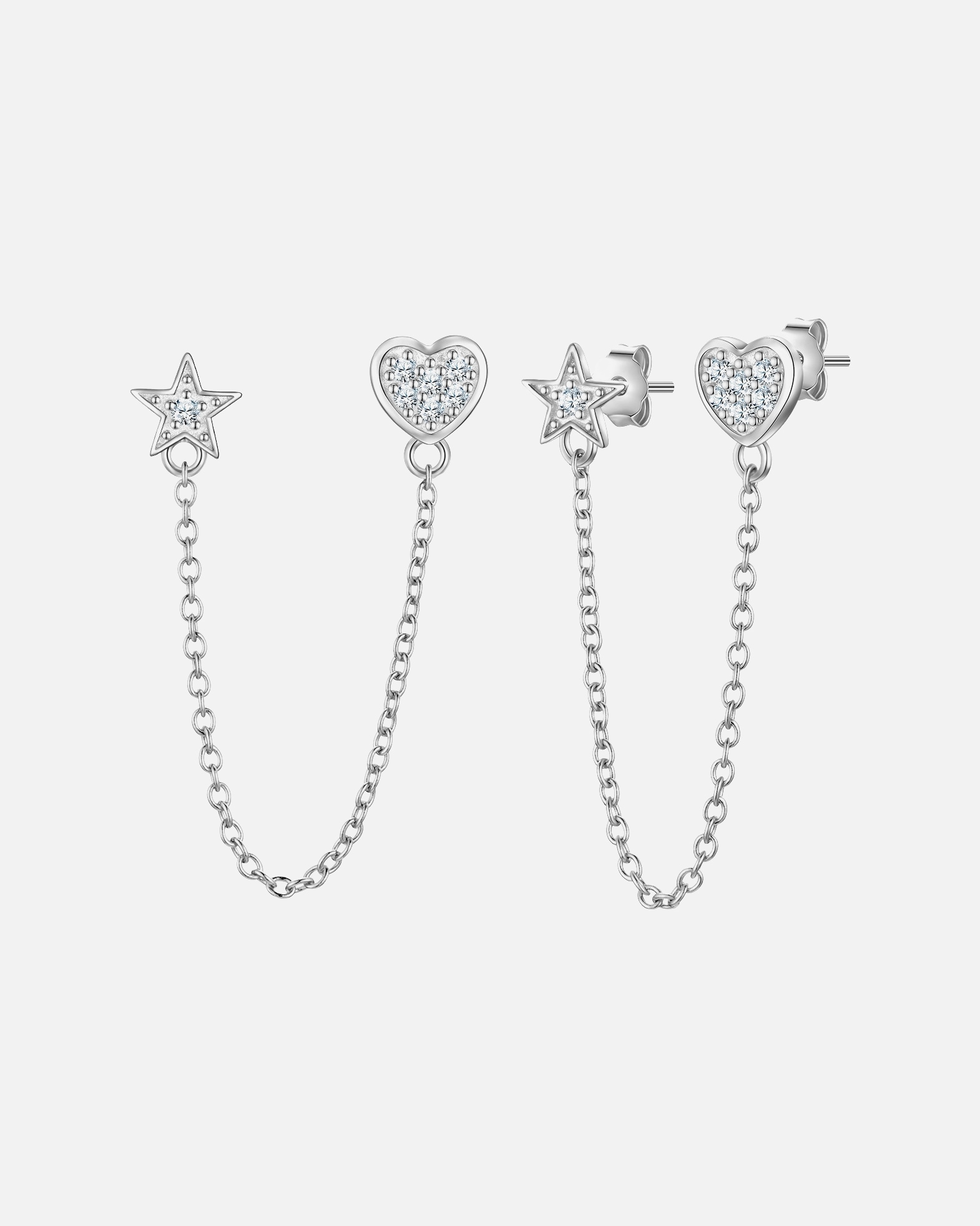 Kolczyki dla Kobieta Glanzstücke München Kolczyki Serce/gwiazda z Srebro wysokiej próby w Srebrny 7,6/6,8 mm