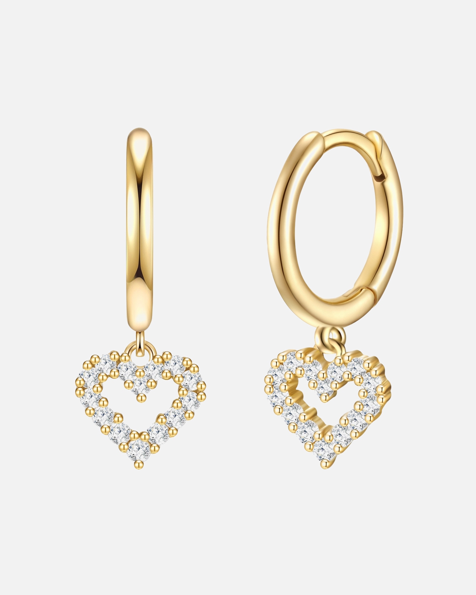 Obrączki dla Kobieta Kolczyki Serce z Srebro wysokiej próby w Żółte złoto 18,8 mm