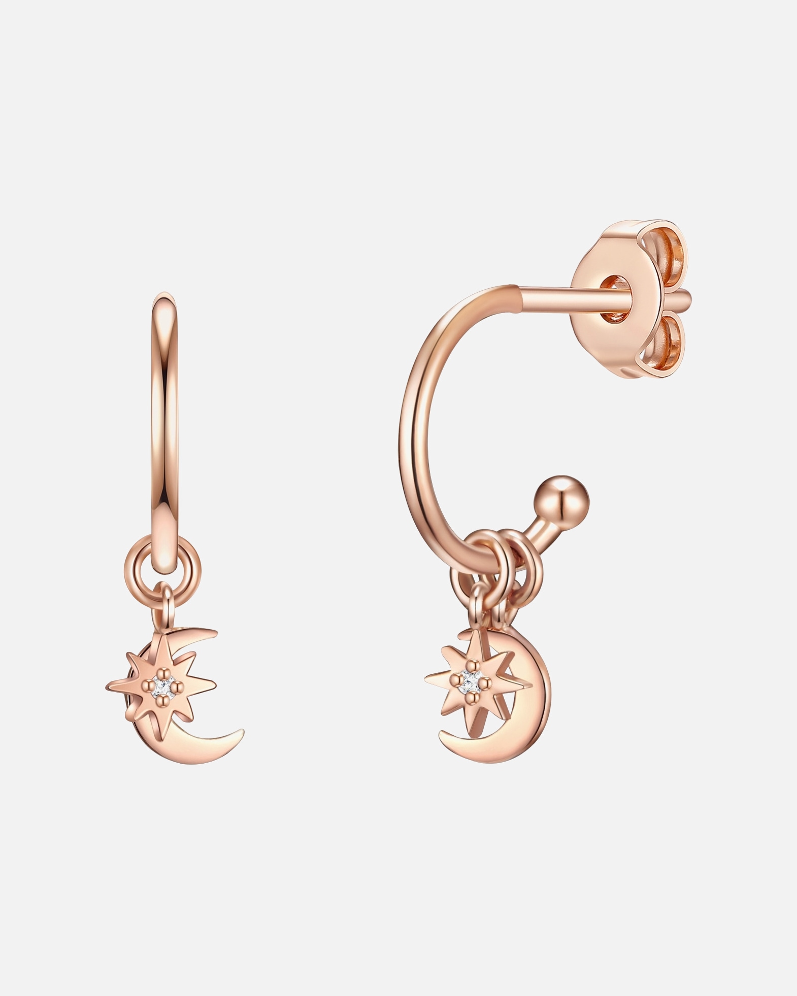Kolczyki dla Kobieta Lulu & Jane Kolczyki Półksiężyc/gwiazda Mosiadz Różowy złoty 17,9 mm