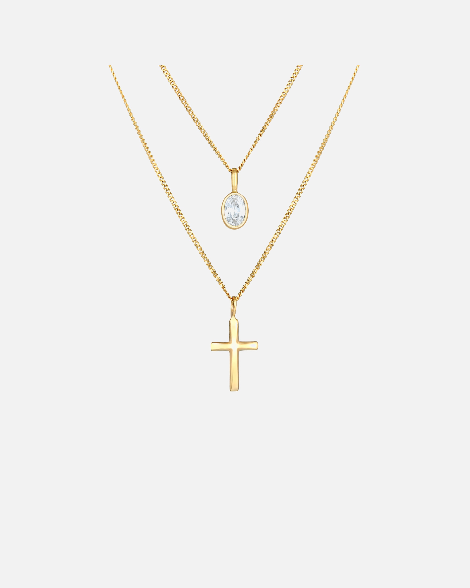 Naszyjnik dla Kobieta Elli Damski wisiorek krzyżowy Trend Wiara z kryształami cyrkonii w srebrze próby 925 Sterling Silver goldfarben