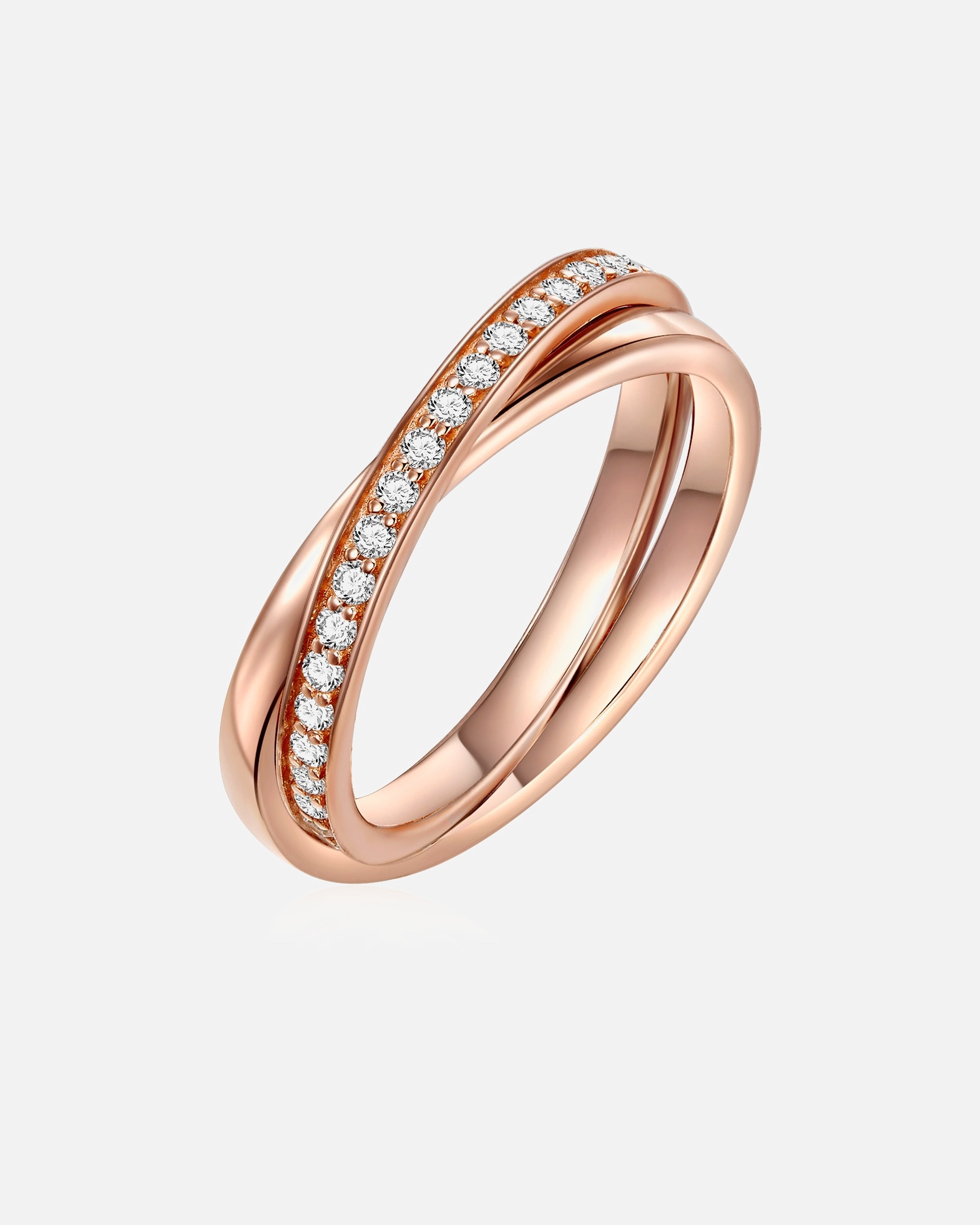 Pierścionek dla Kobieta Glanzstücke München Srebrny pierścionek srebro wysokiej próby Cyrkonia różowe złoto 54
