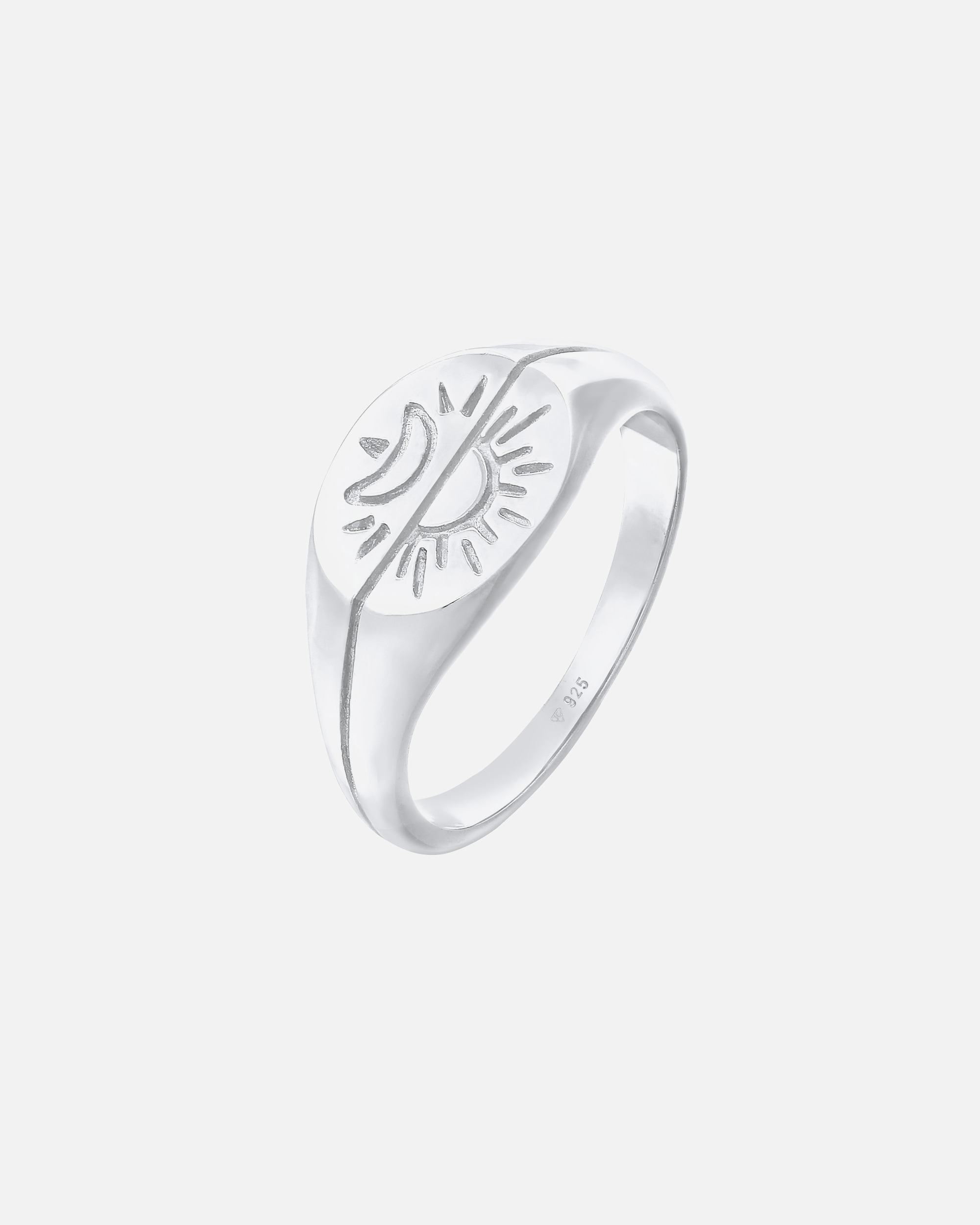 Pierścionek dla Kobieta Elli Damski sygnet Słońce Księżyc Astro Boho Trend Blogger w srebrze 925 Sterling Silver 56