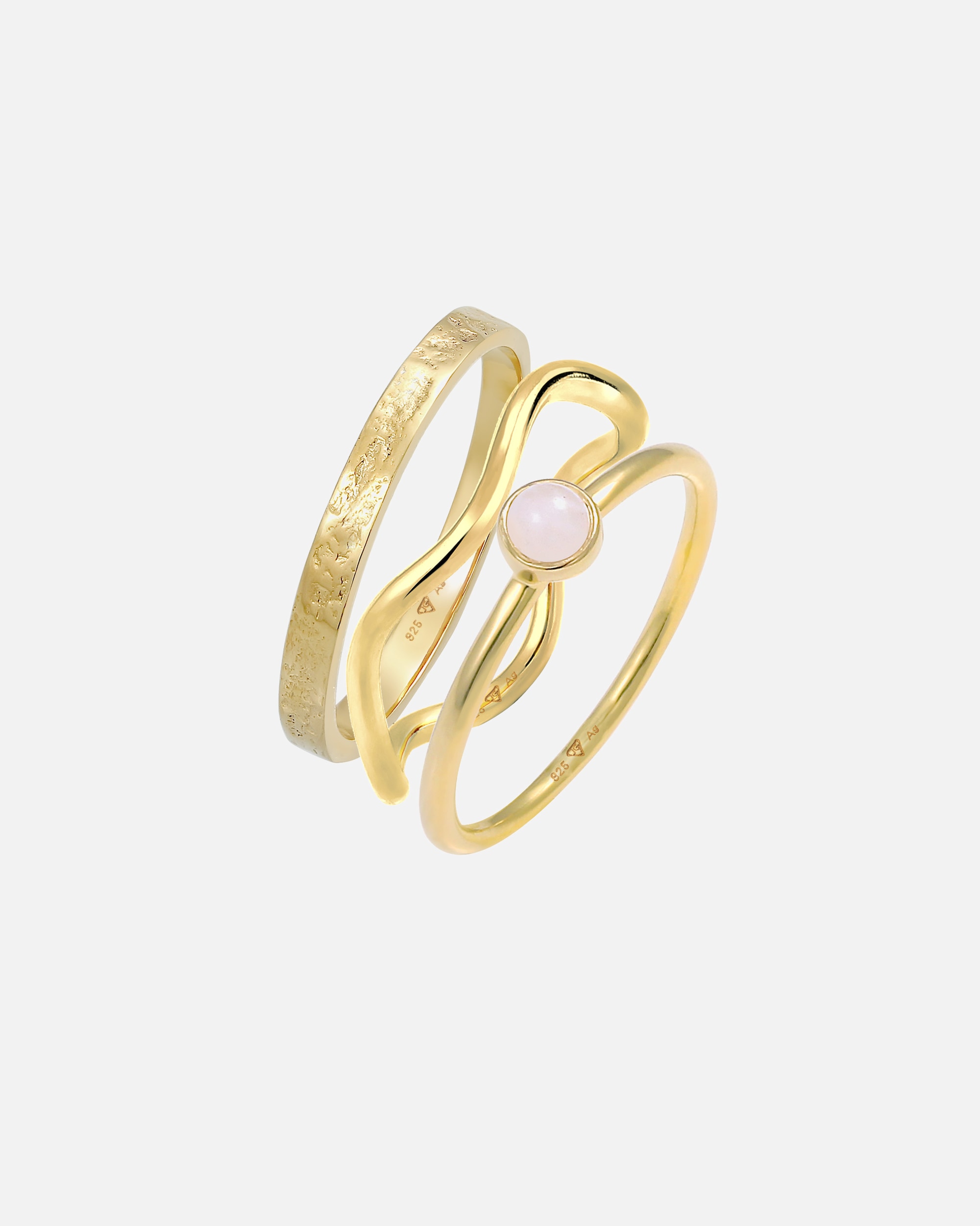 Pierścionek dla Kobieta Elli PREMIUM Damski zestaw pasjans z kwarcem różowym ze srebra próby 925 Sterling Silver 54